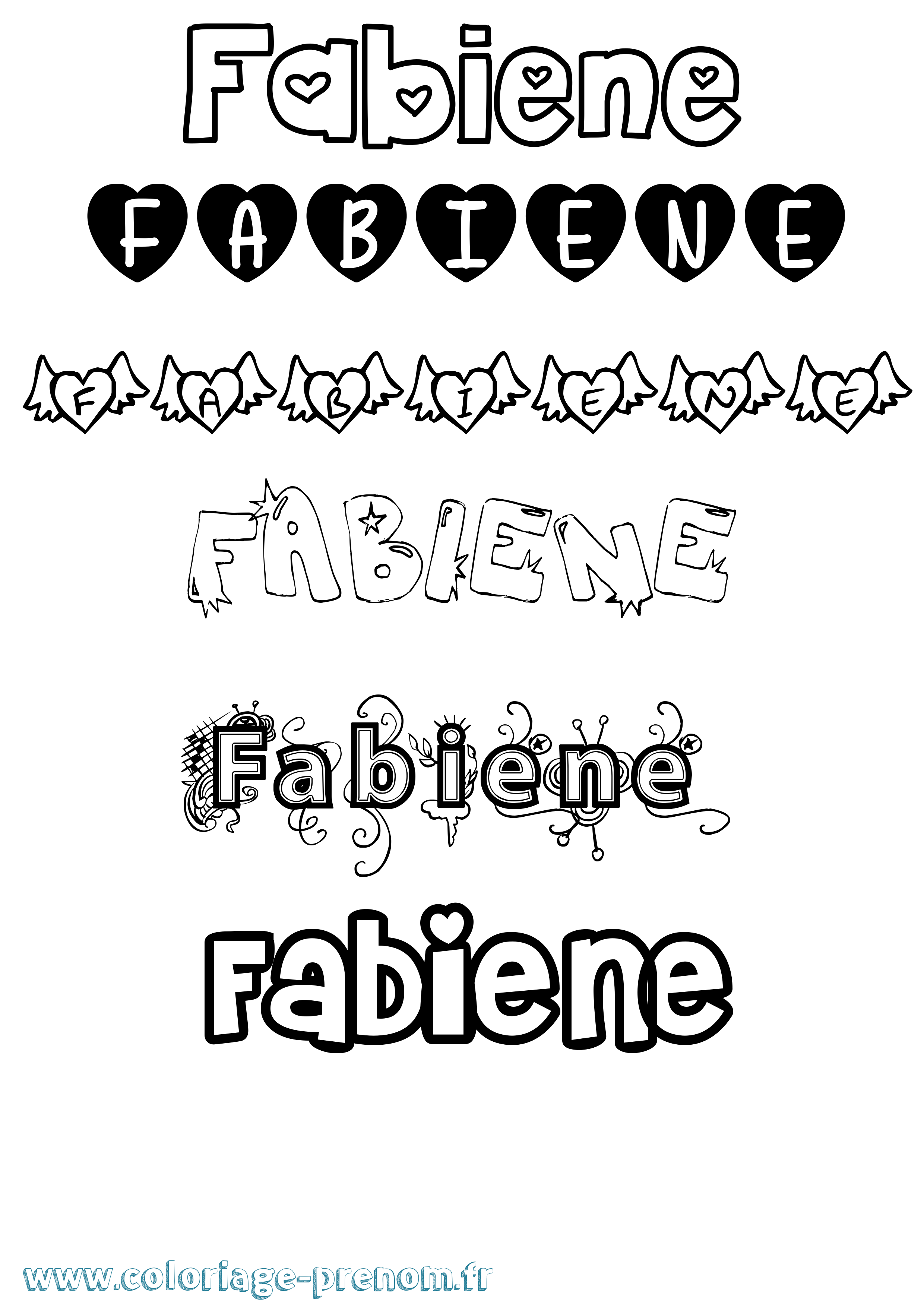 Coloriage prénom Fabiene Girly