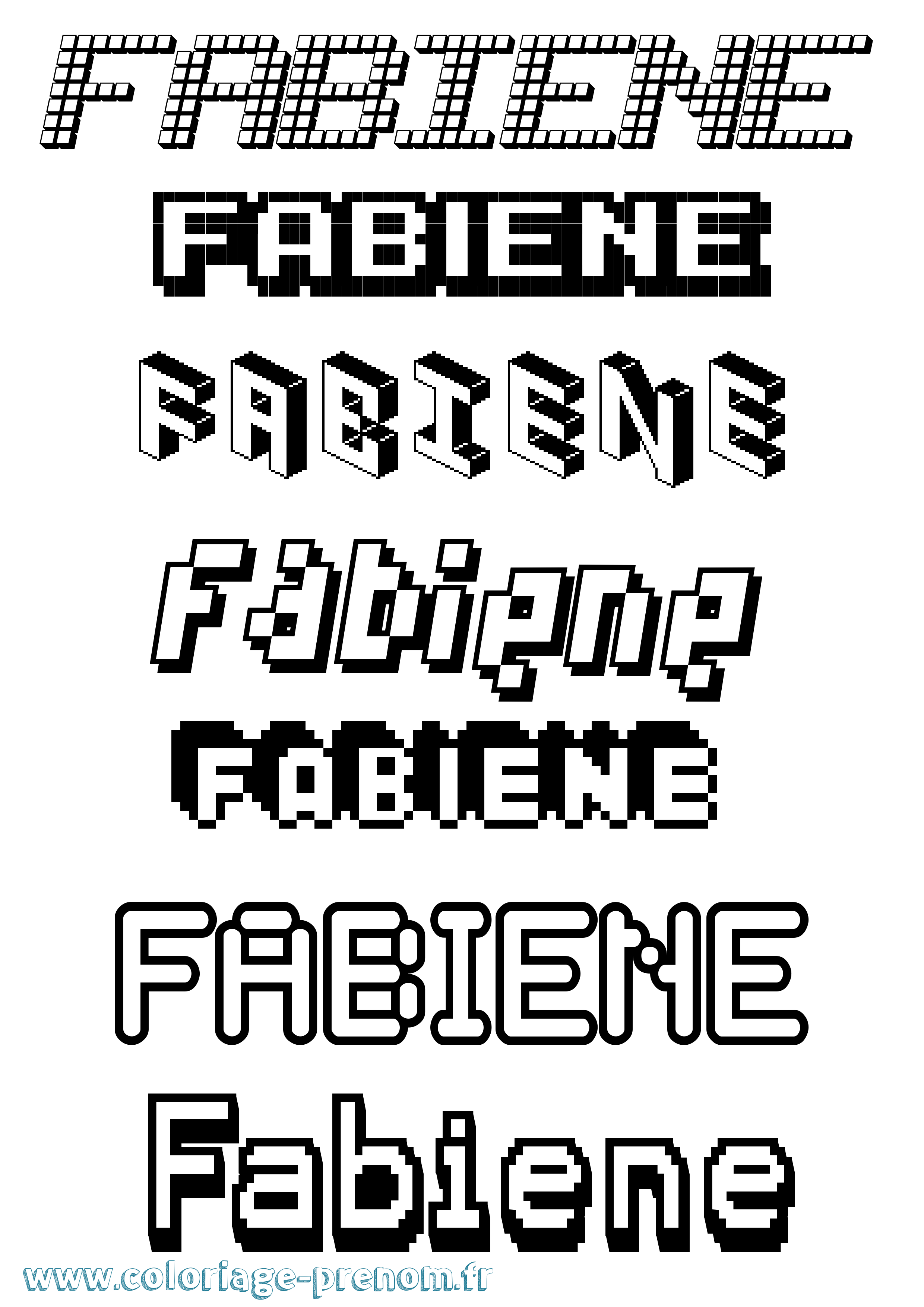Coloriage prénom Fabiene Pixel