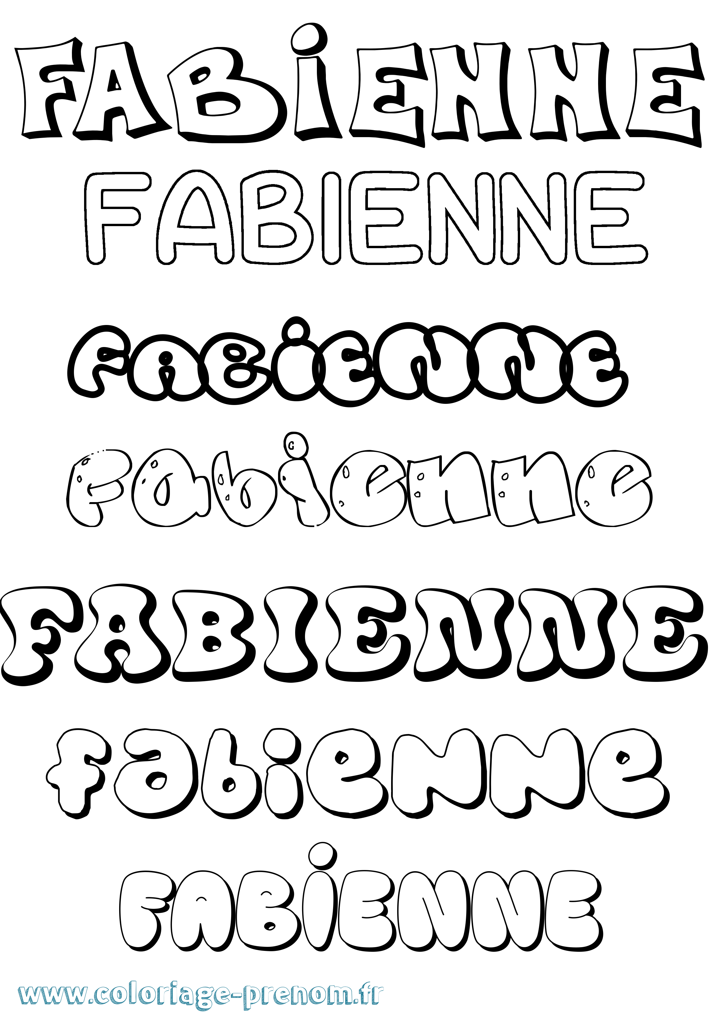 Coloriage prénom Fabienne Bubble