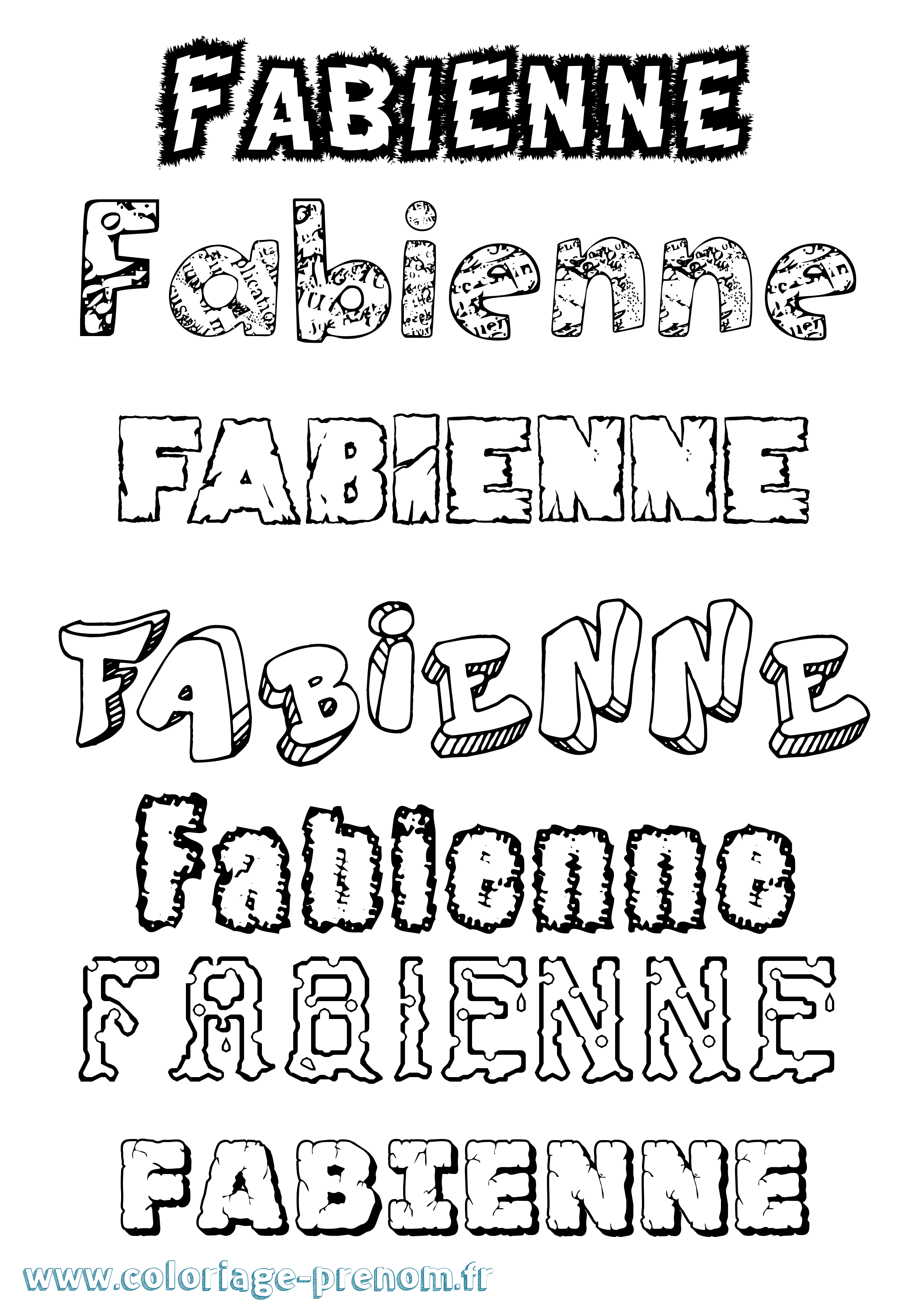 Coloriage prénom Fabienne Destructuré