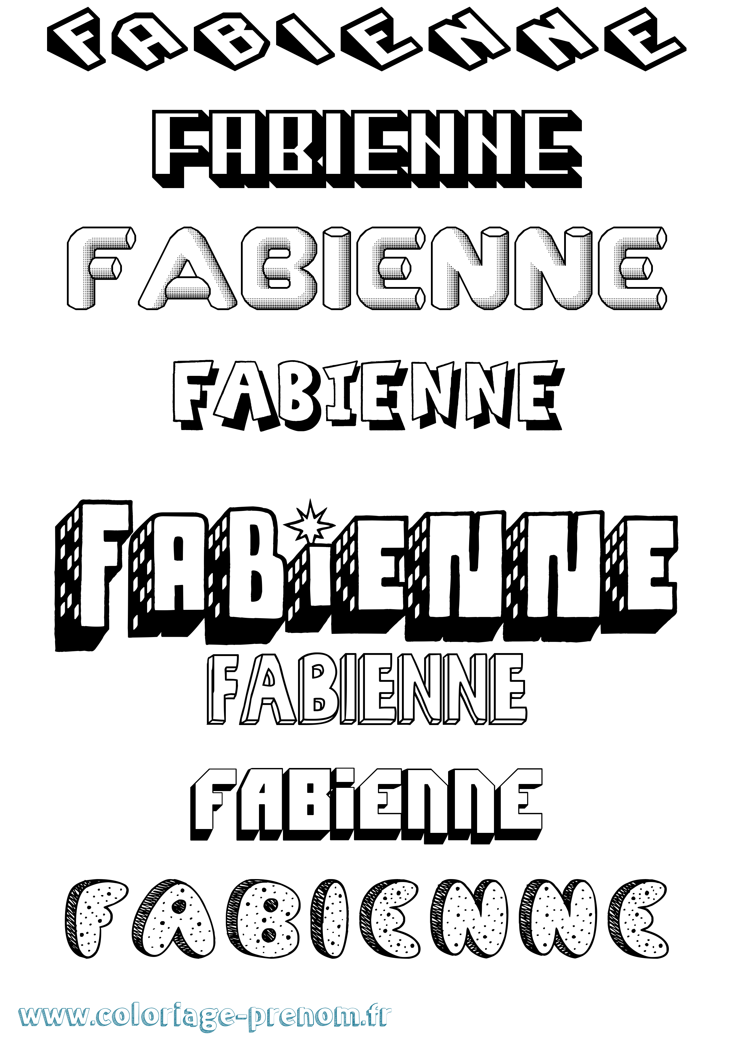 Coloriage prénom Fabienne Effet 3D