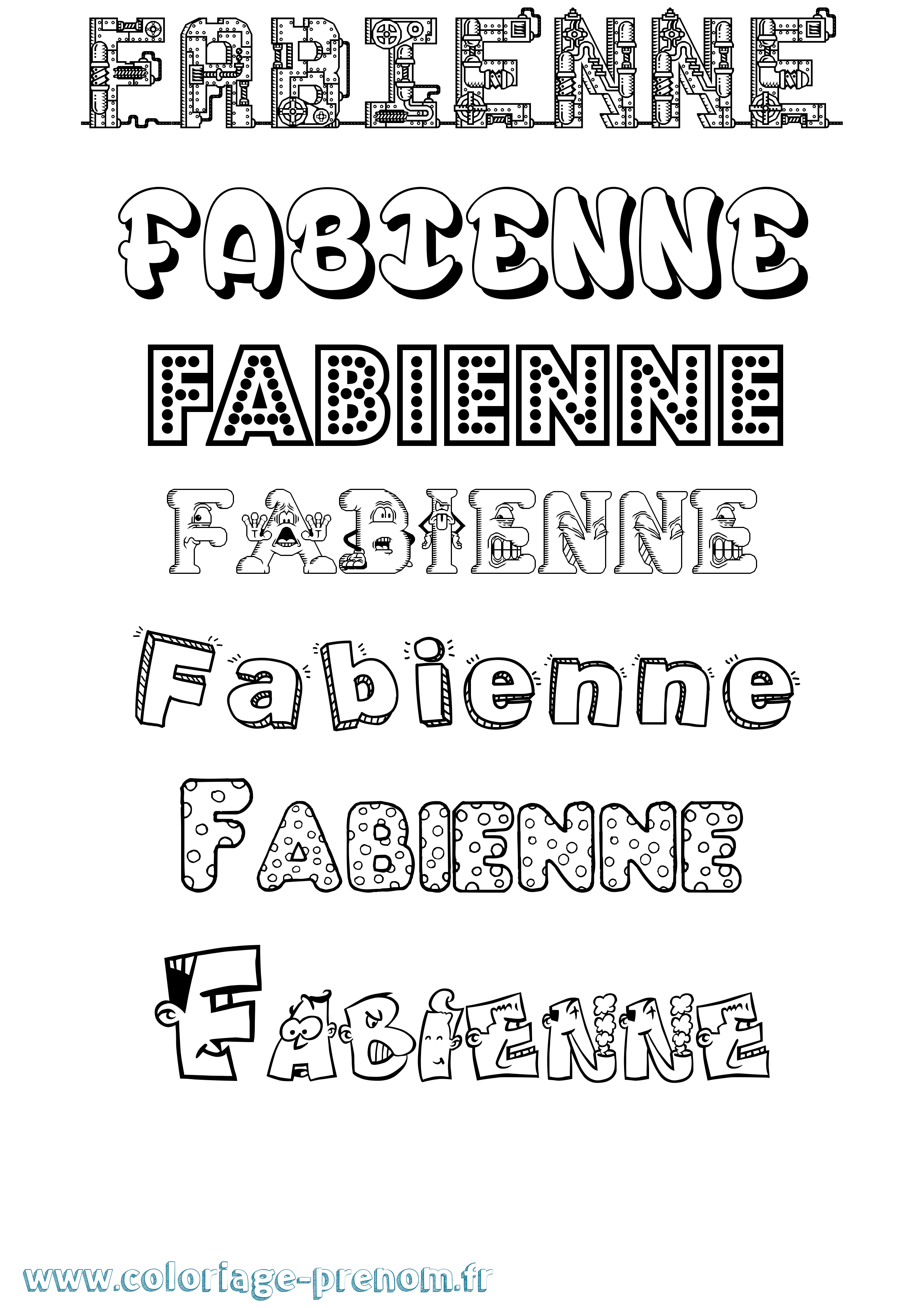 Coloriage prénom Fabienne Fun