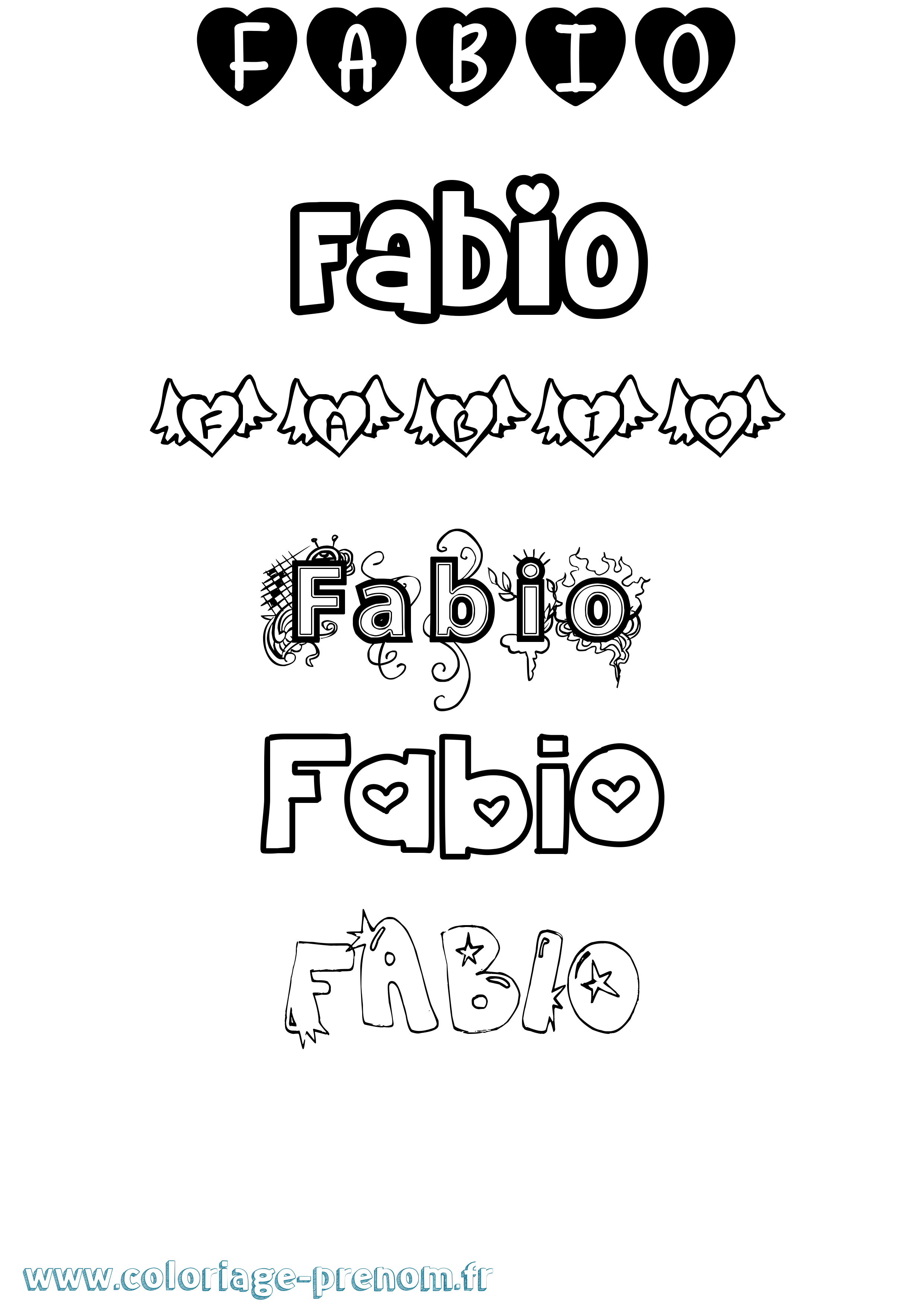 Coloriage prénom Fabio Girly