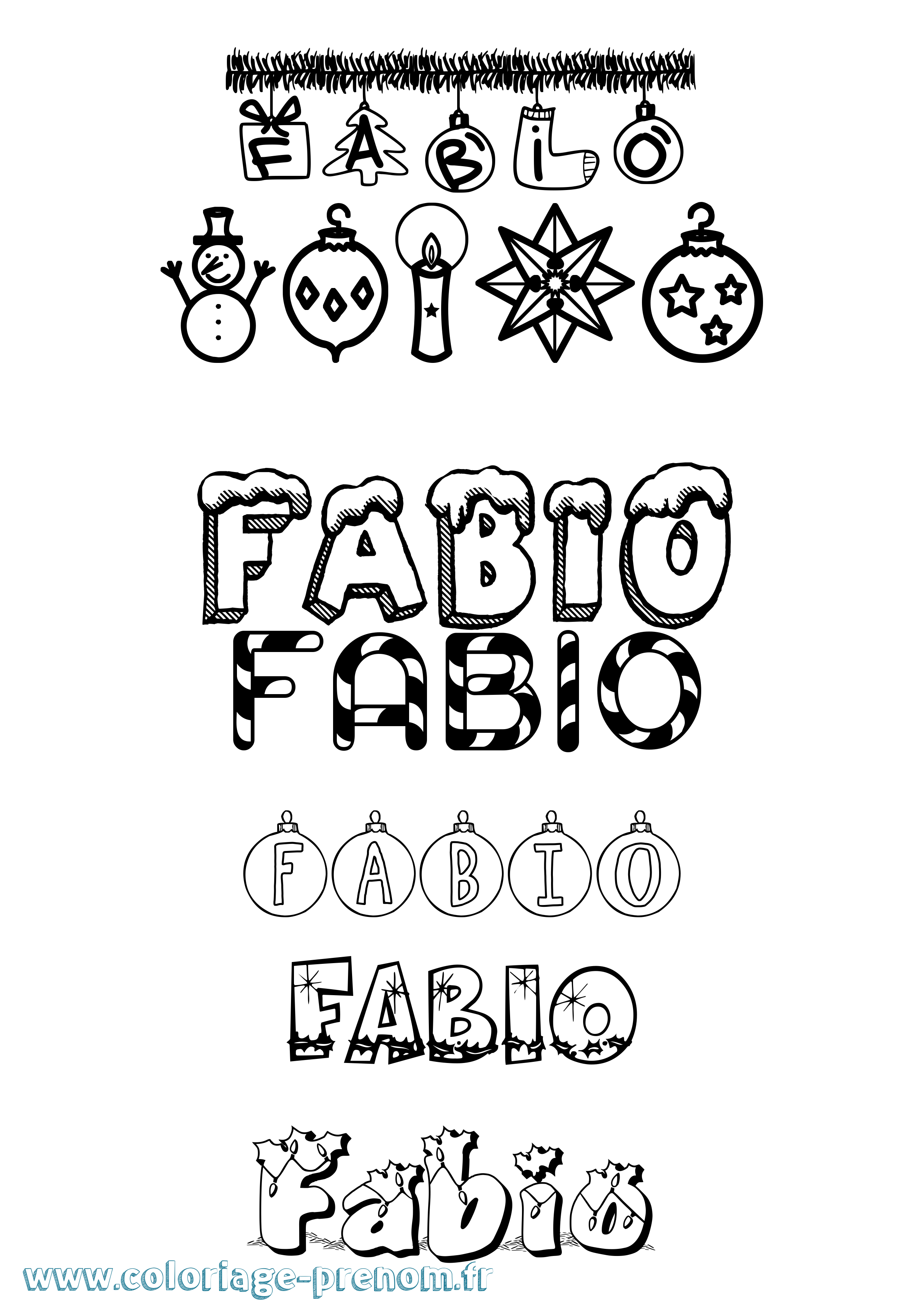 Coloriage Fabio Noël Coloriage prénom Fabio Noël