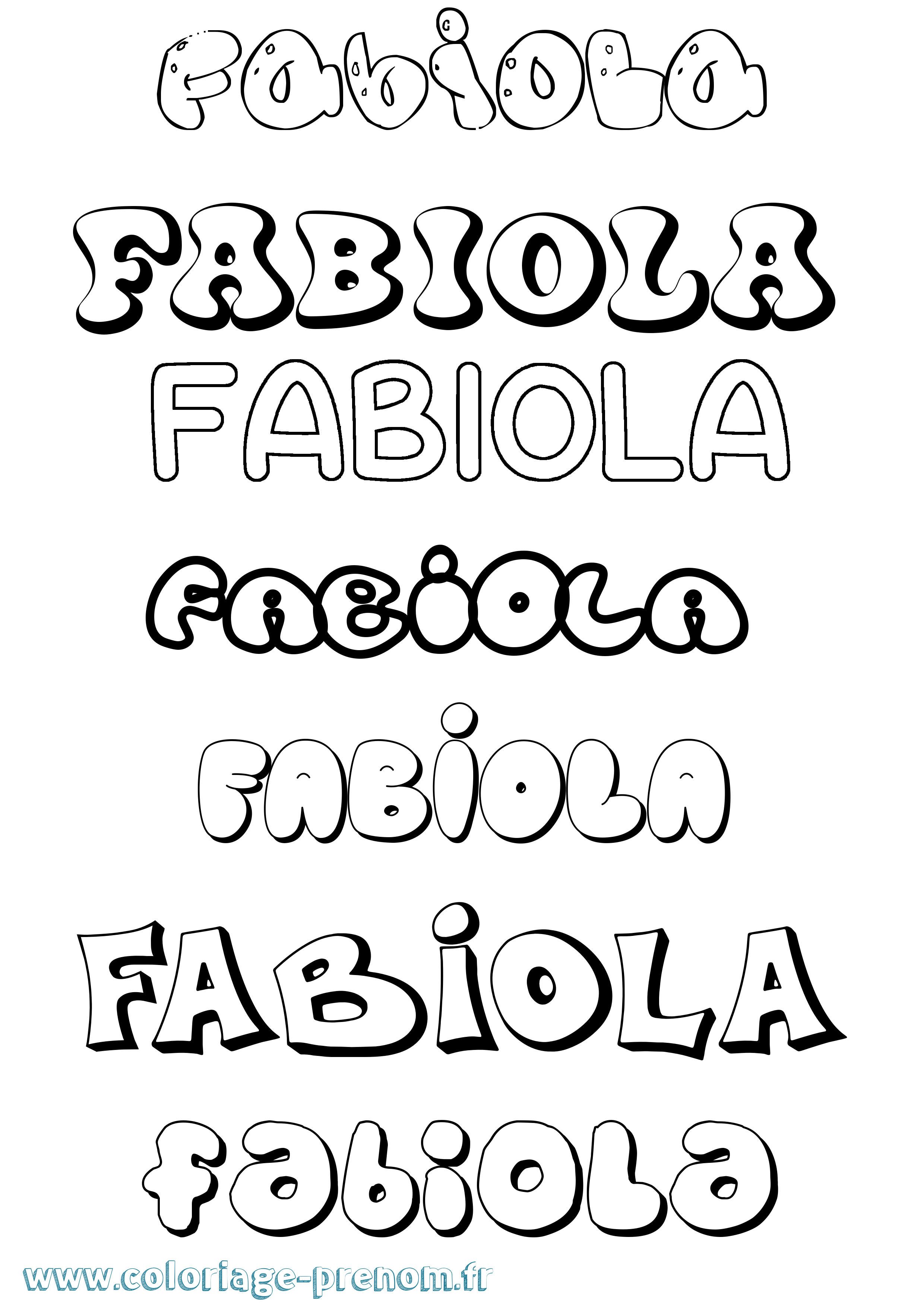 Coloriage prénom Fabiola Bubble
