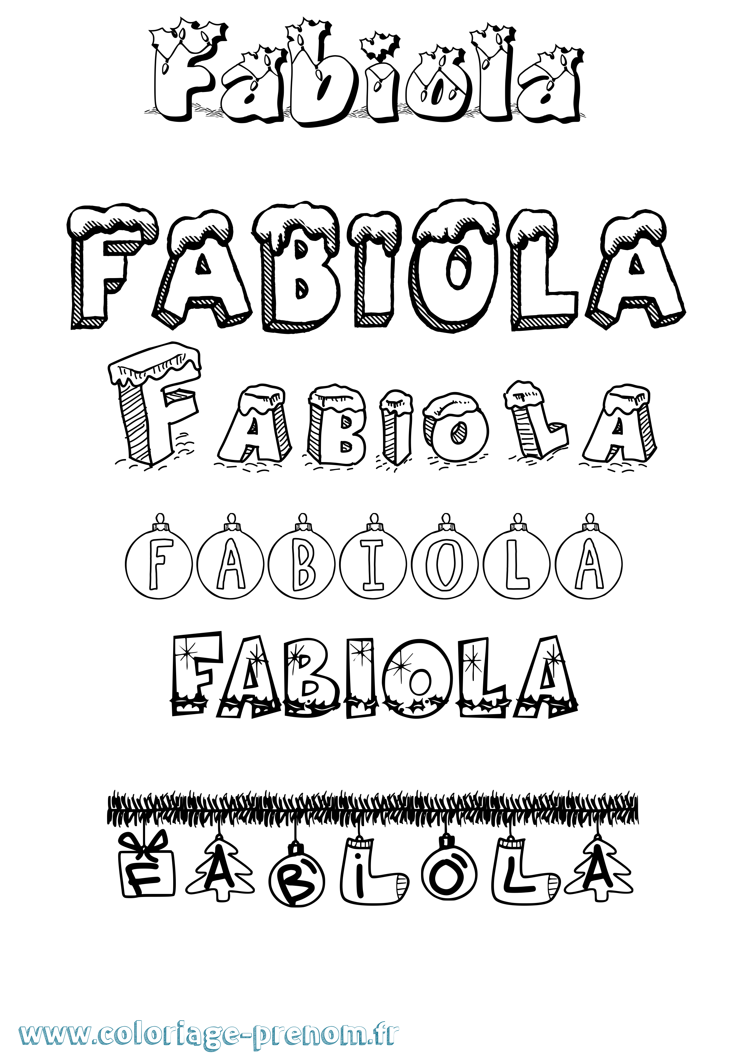 Coloriage prénom Fabiola Noël