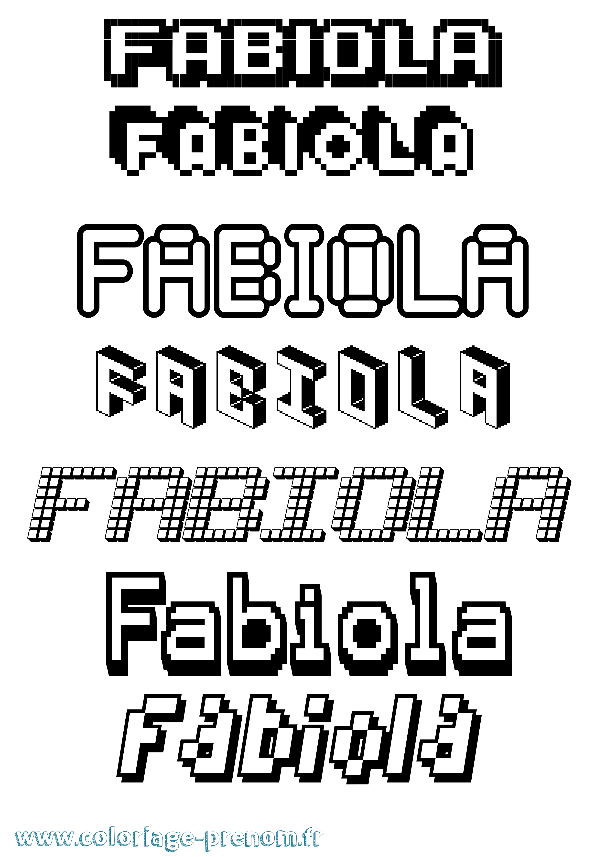 Coloriage prénom Fabiola Pixel