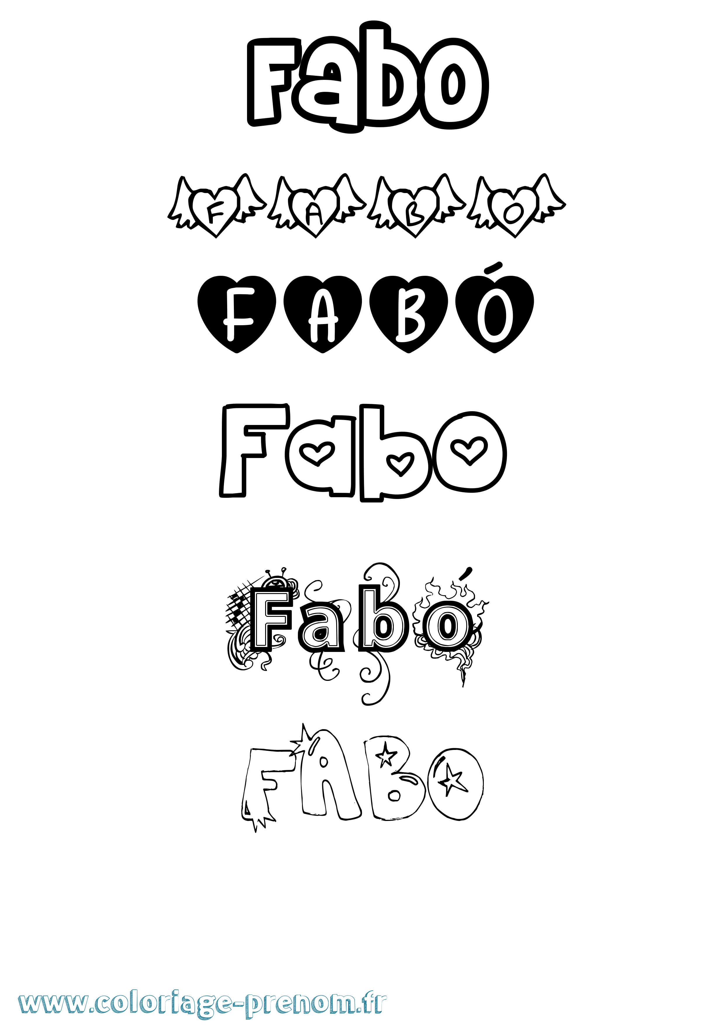 Coloriage Fabó Girly Coloriage prénom Fabó Girly