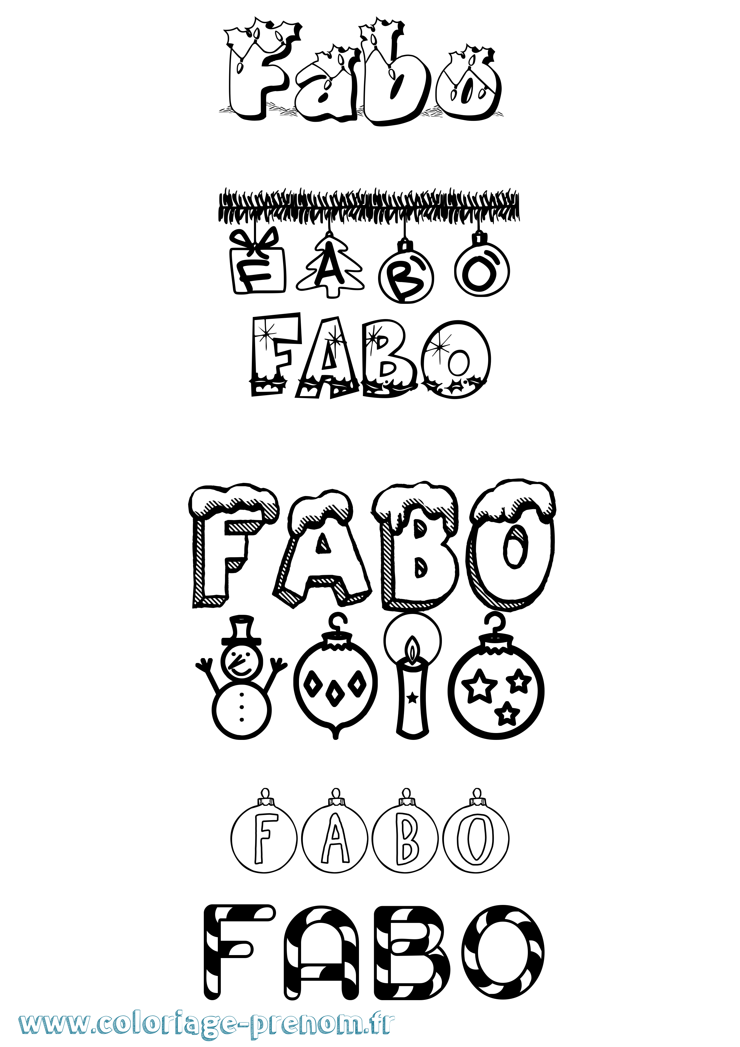 Coloriage Fabó Noël Coloriage prénom Fabó Noël