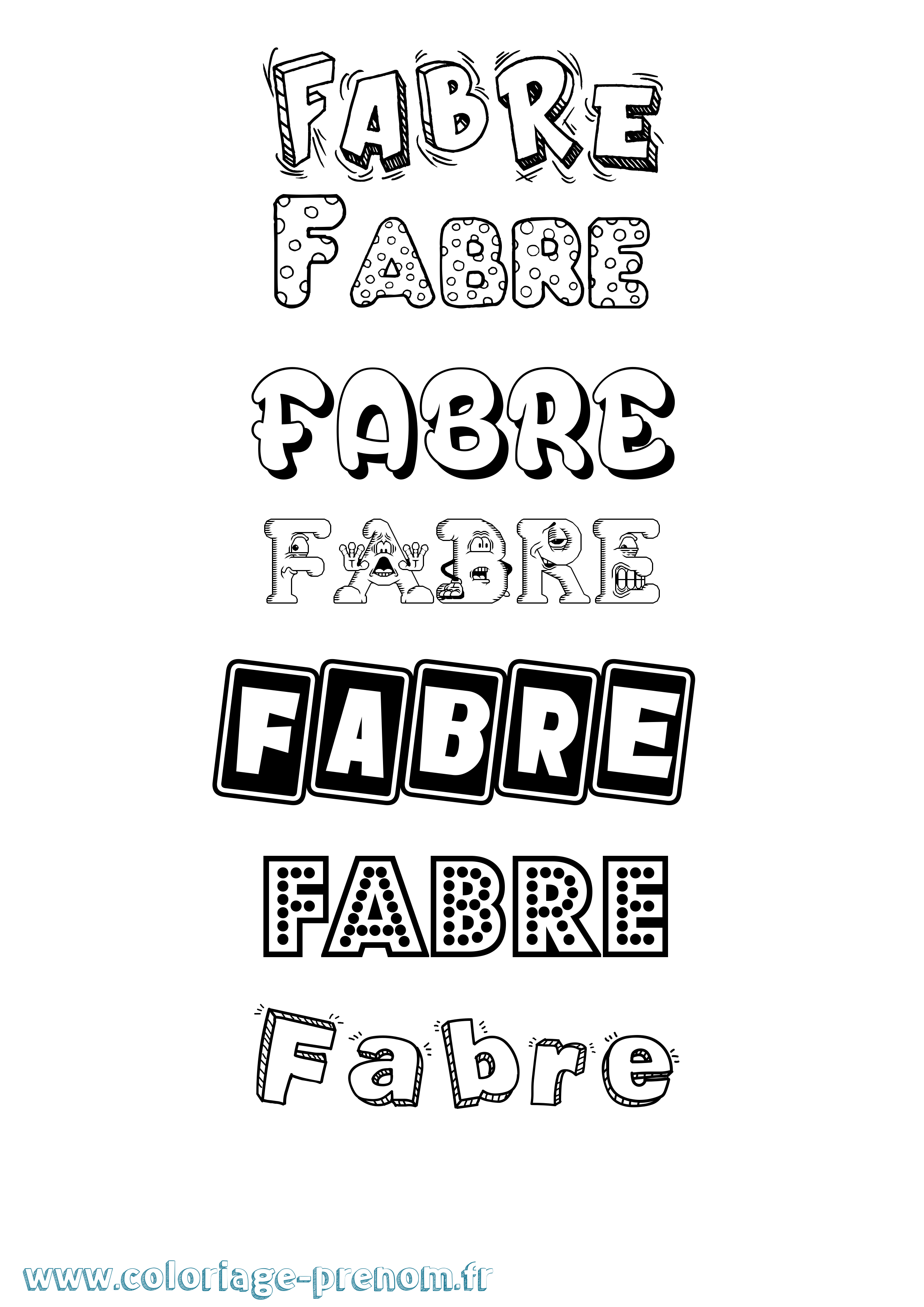 Coloriage prénom Fabre Fun