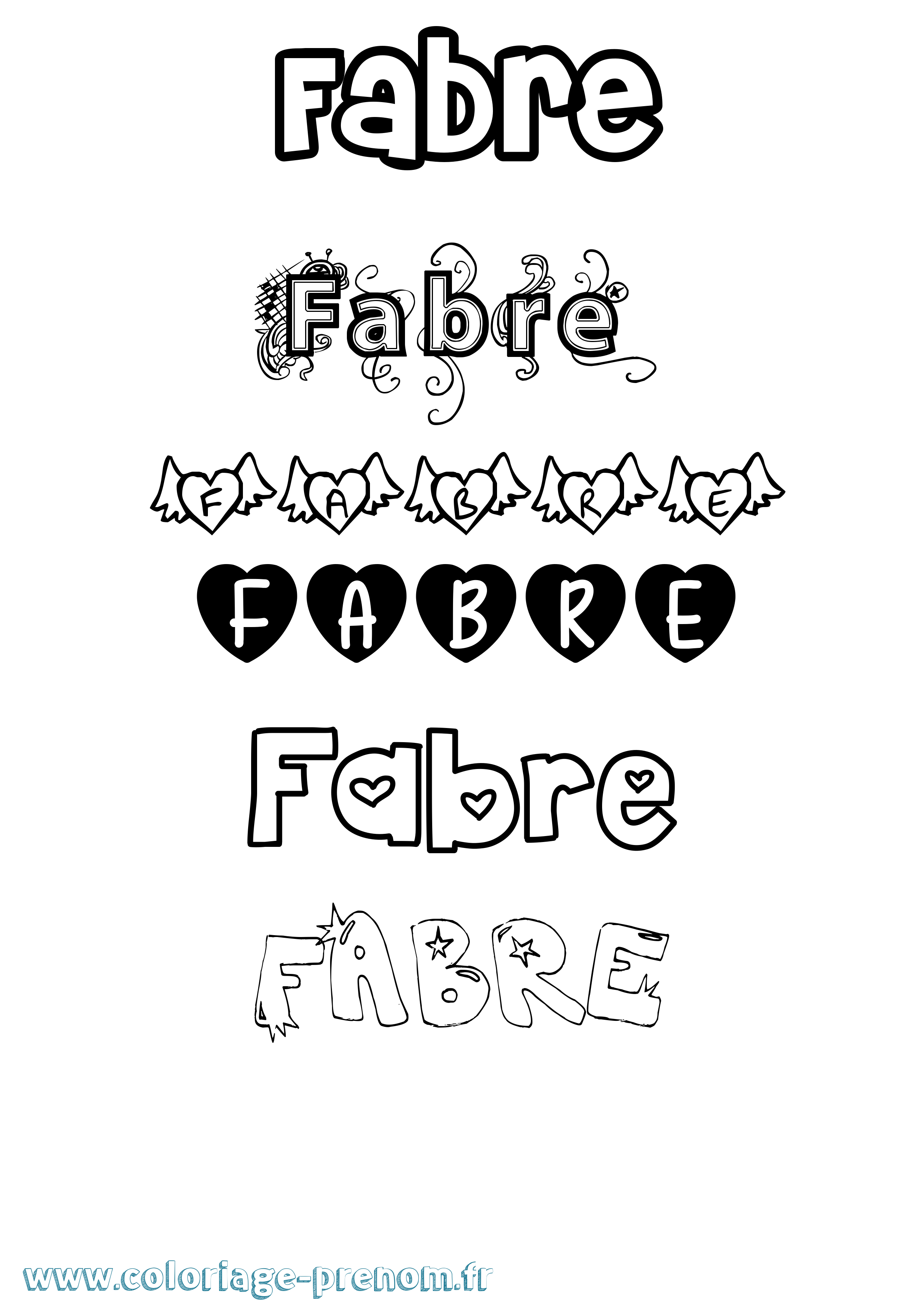 Coloriage prénom Fabre Girly
