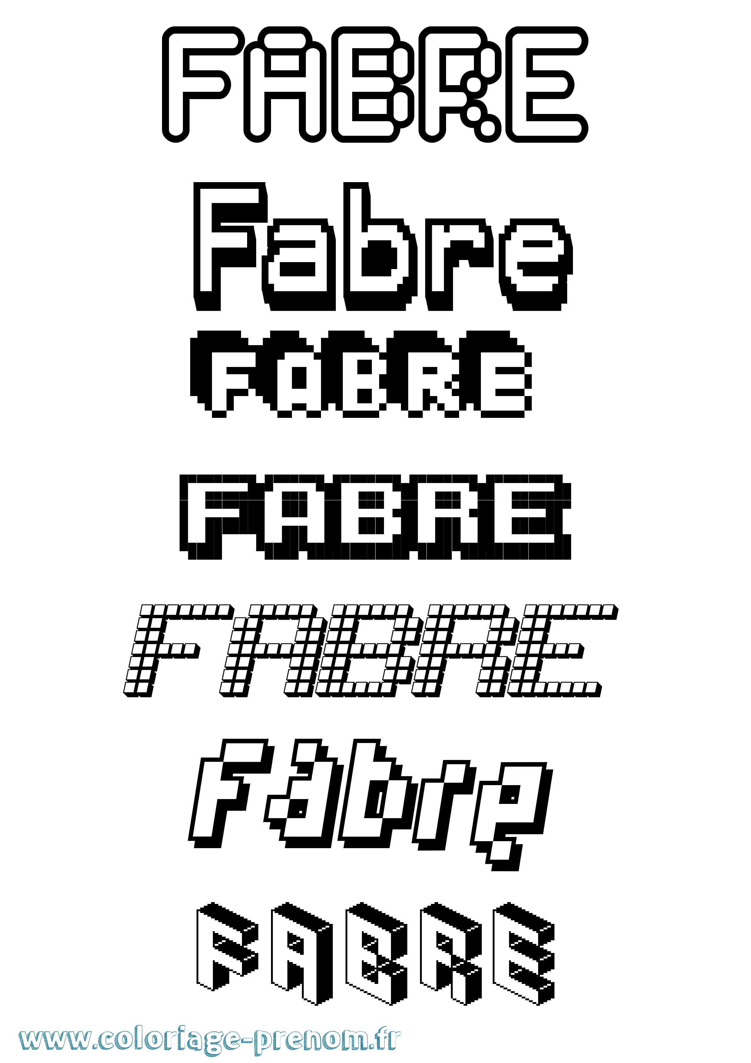 Coloriage prénom Fabre Pixel