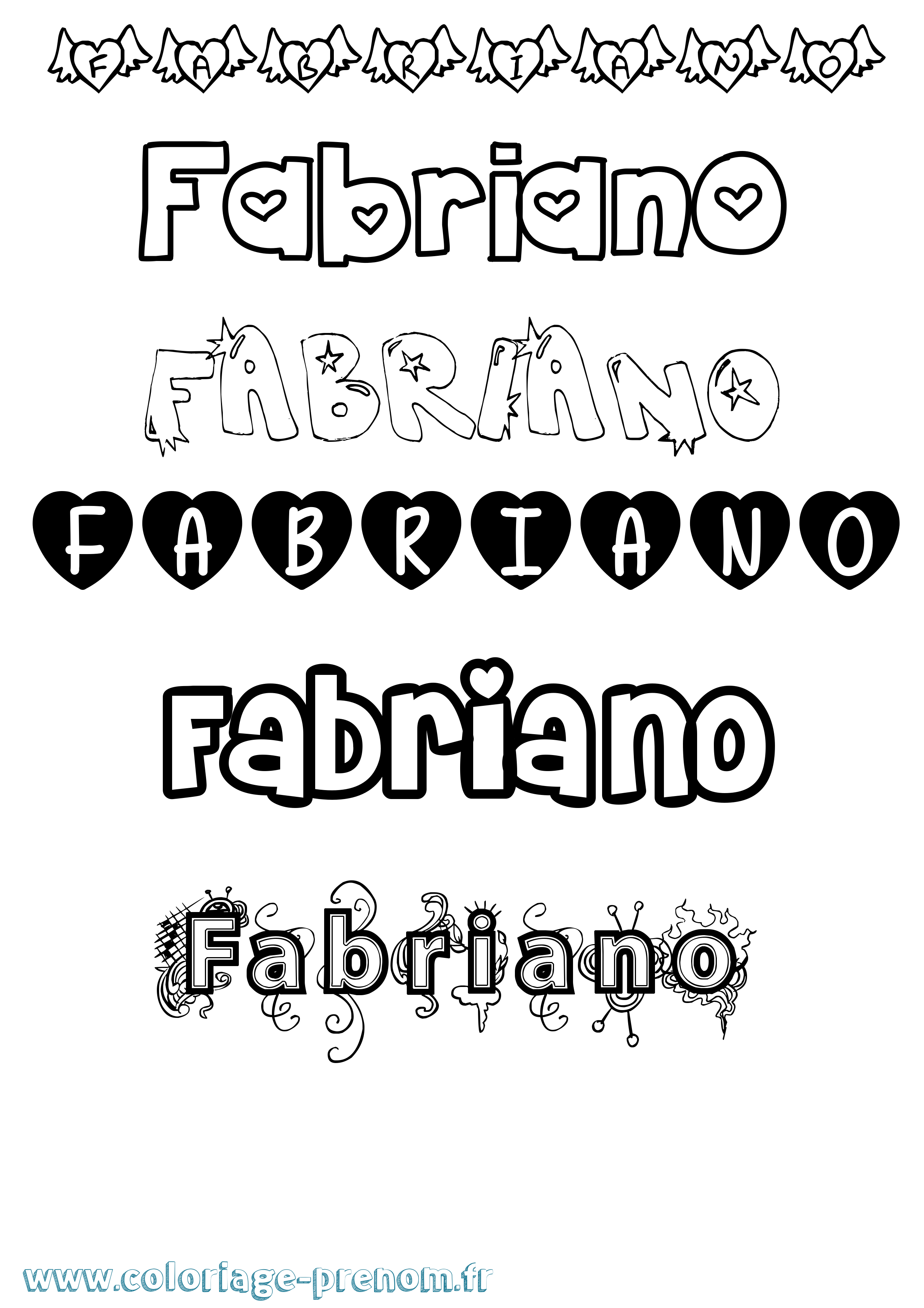 Coloriage prénom Fabriano Girly