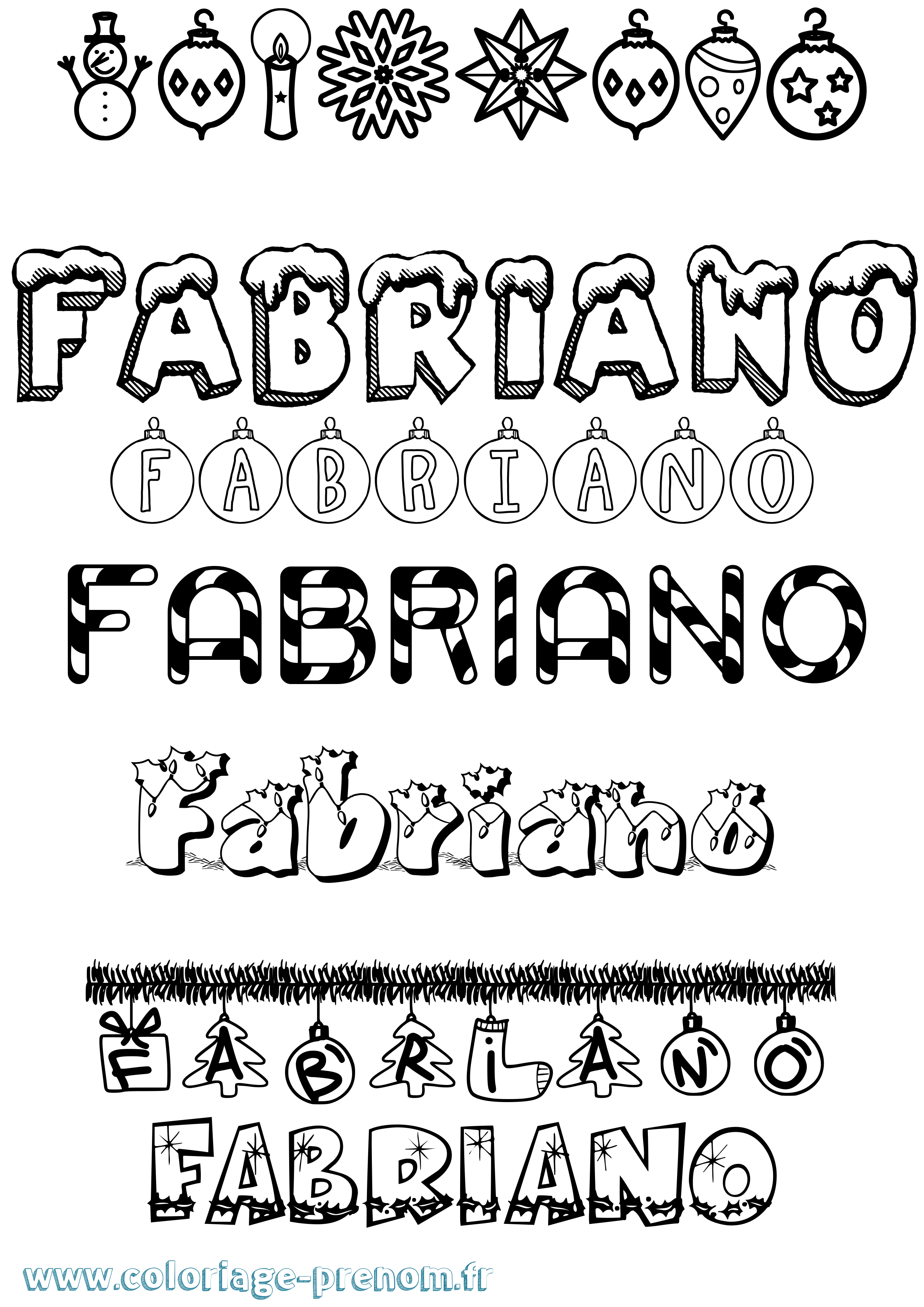 Coloriage prénom Fabriano Noël
