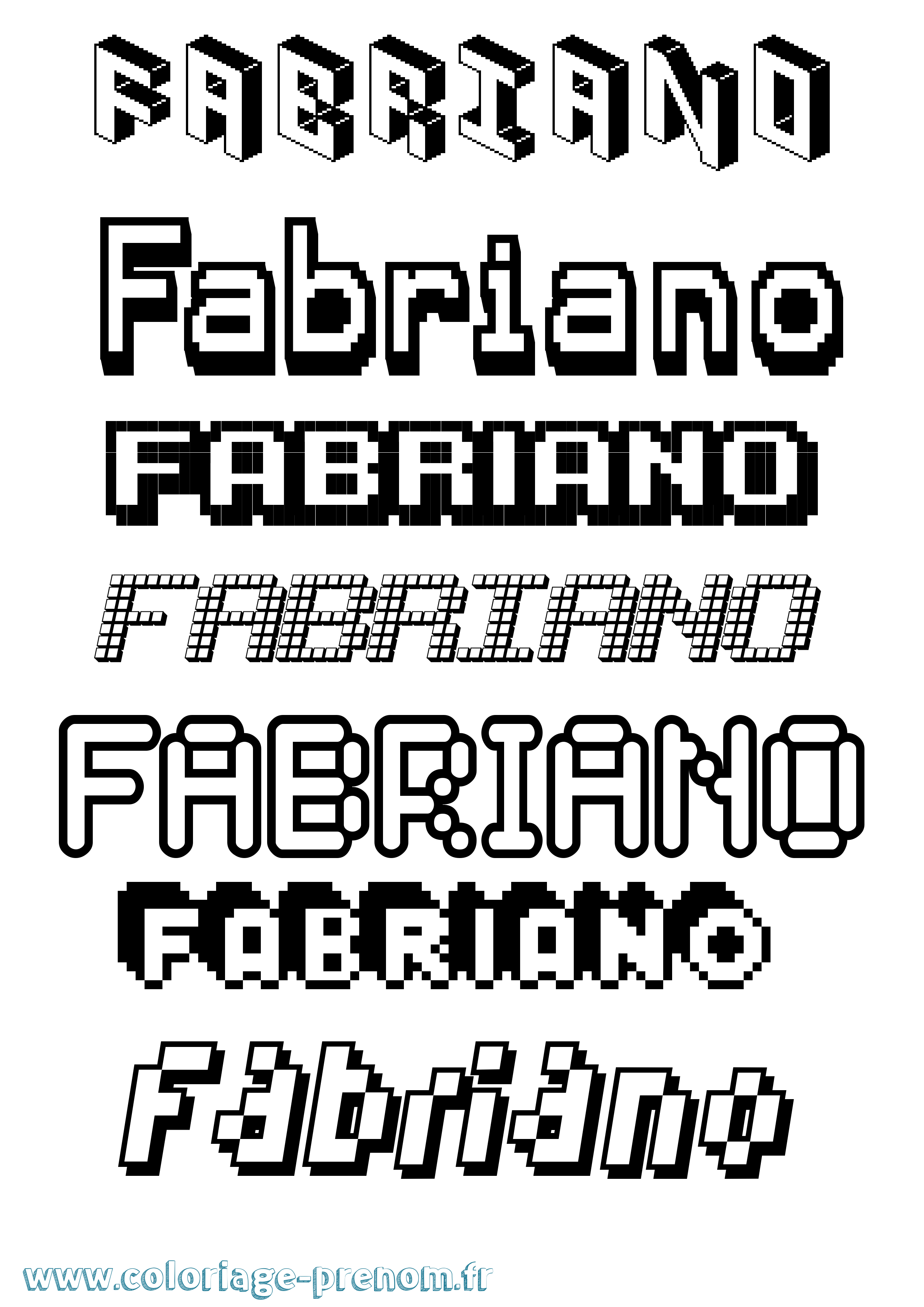 Coloriage prénom Fabriano Pixel