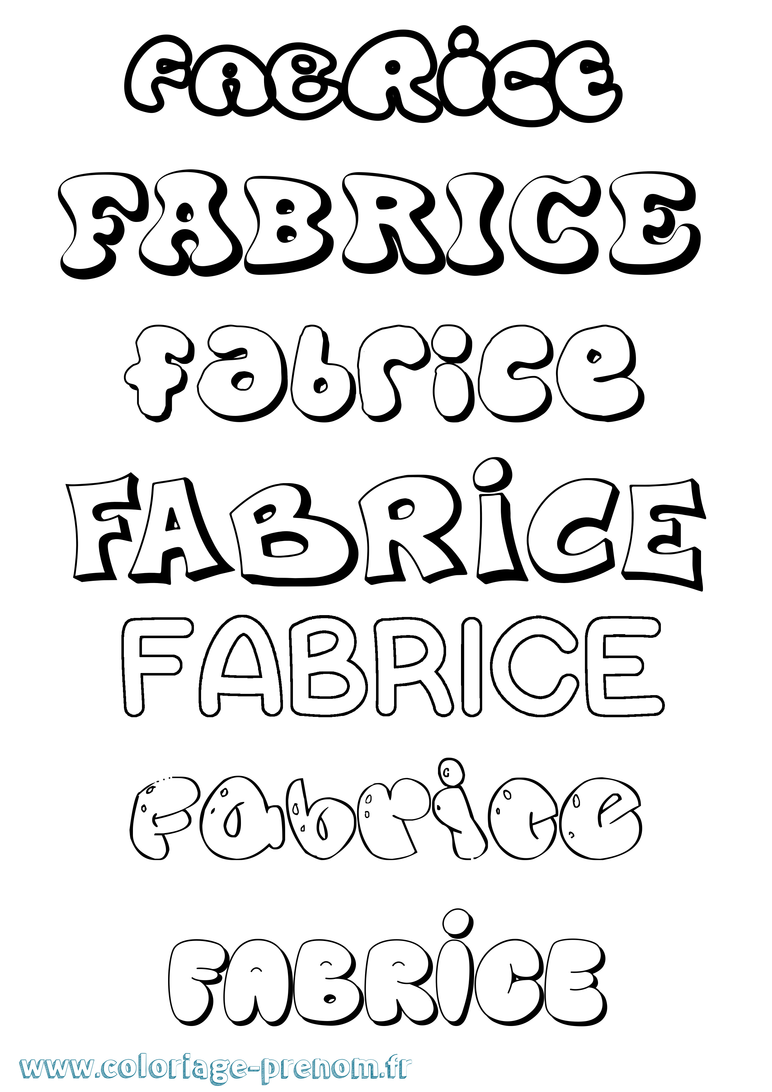 Coloriage prénom Fabrice Bubble