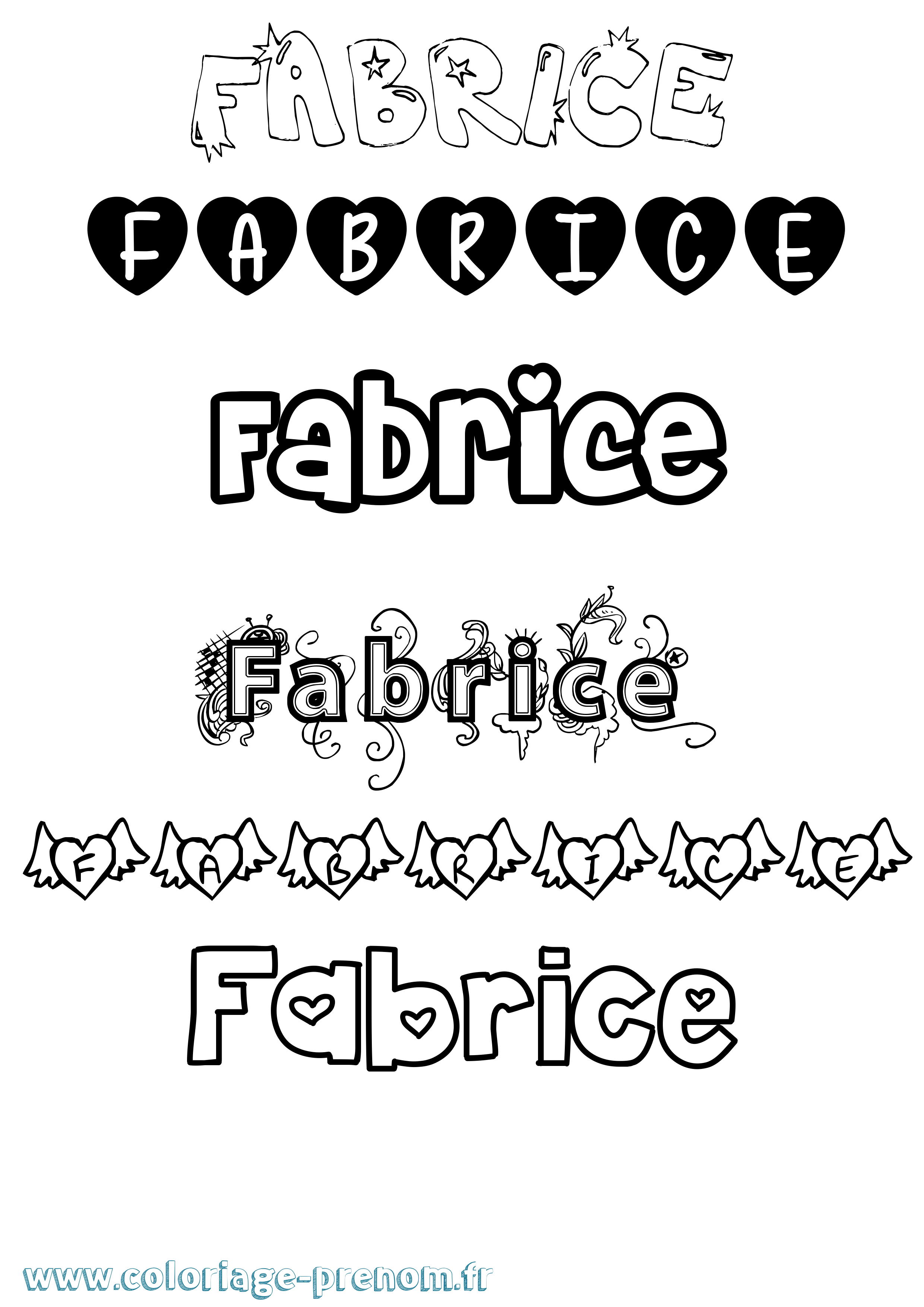 Coloriage prénom Fabrice Girly