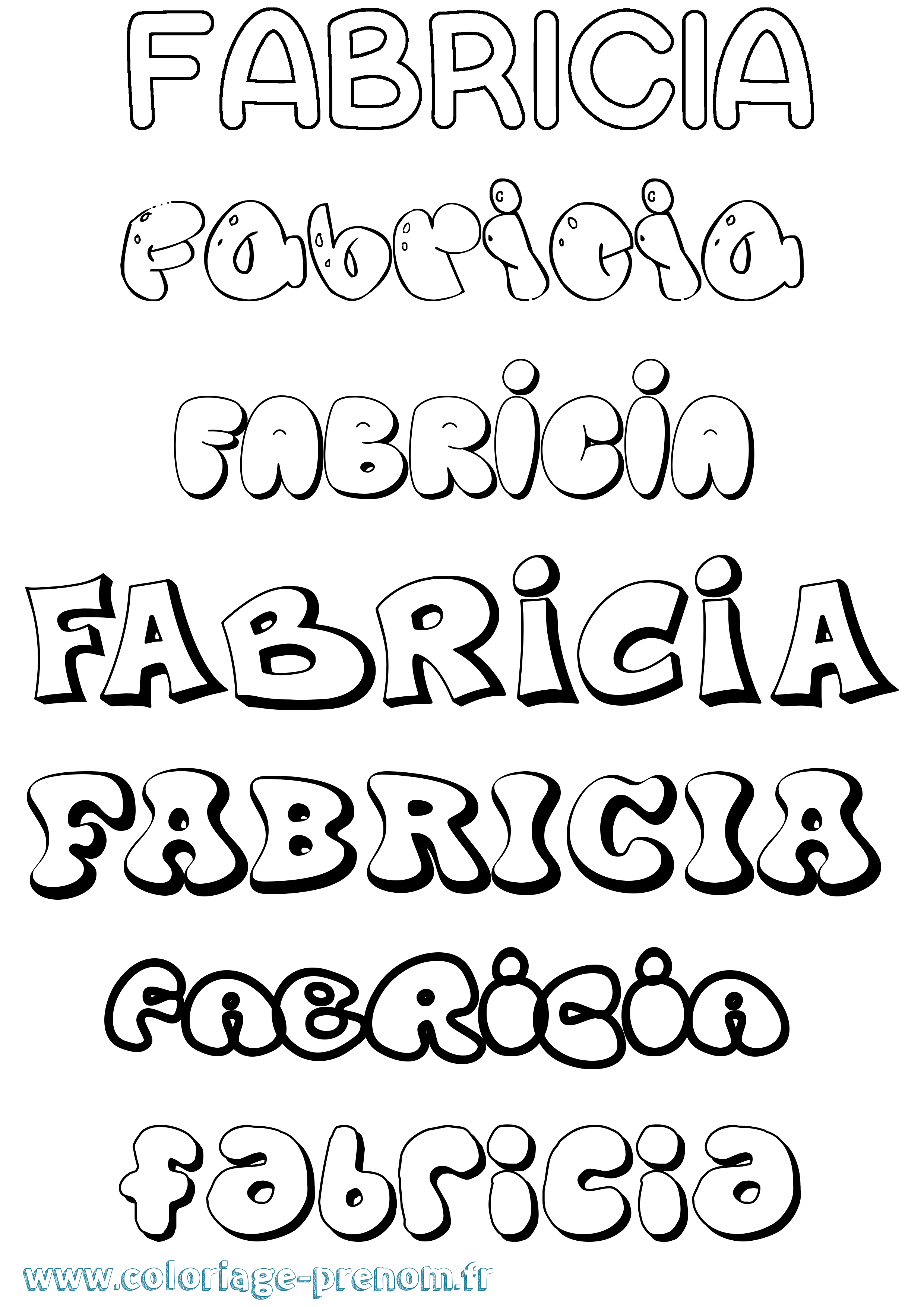 Coloriage Fabricia Bubble Coloriage prénom Fabricia Bubble