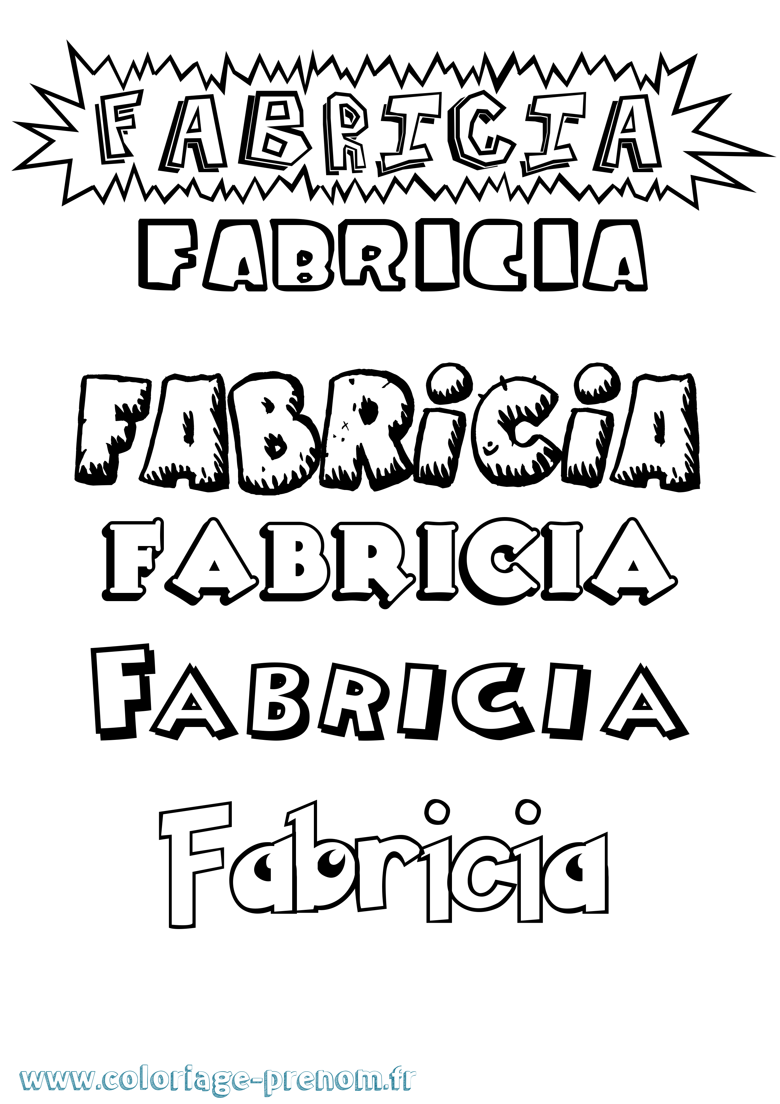 Coloriage Fabricia Dessin Animé Coloriage prénom Fabricia Dessin Animé