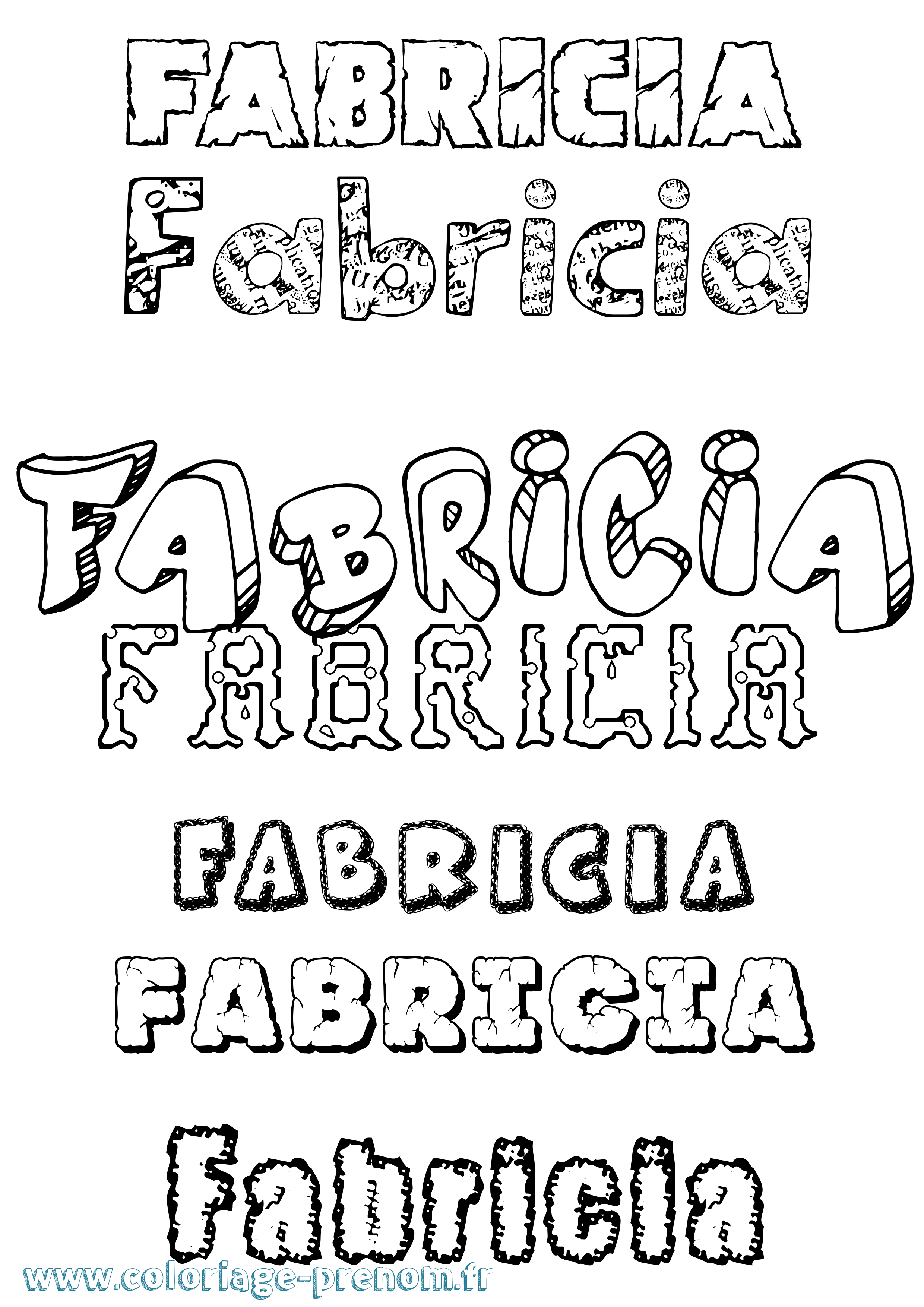 Coloriage Fabricia Destructuré Coloriage prénom Fabricia Destructuré