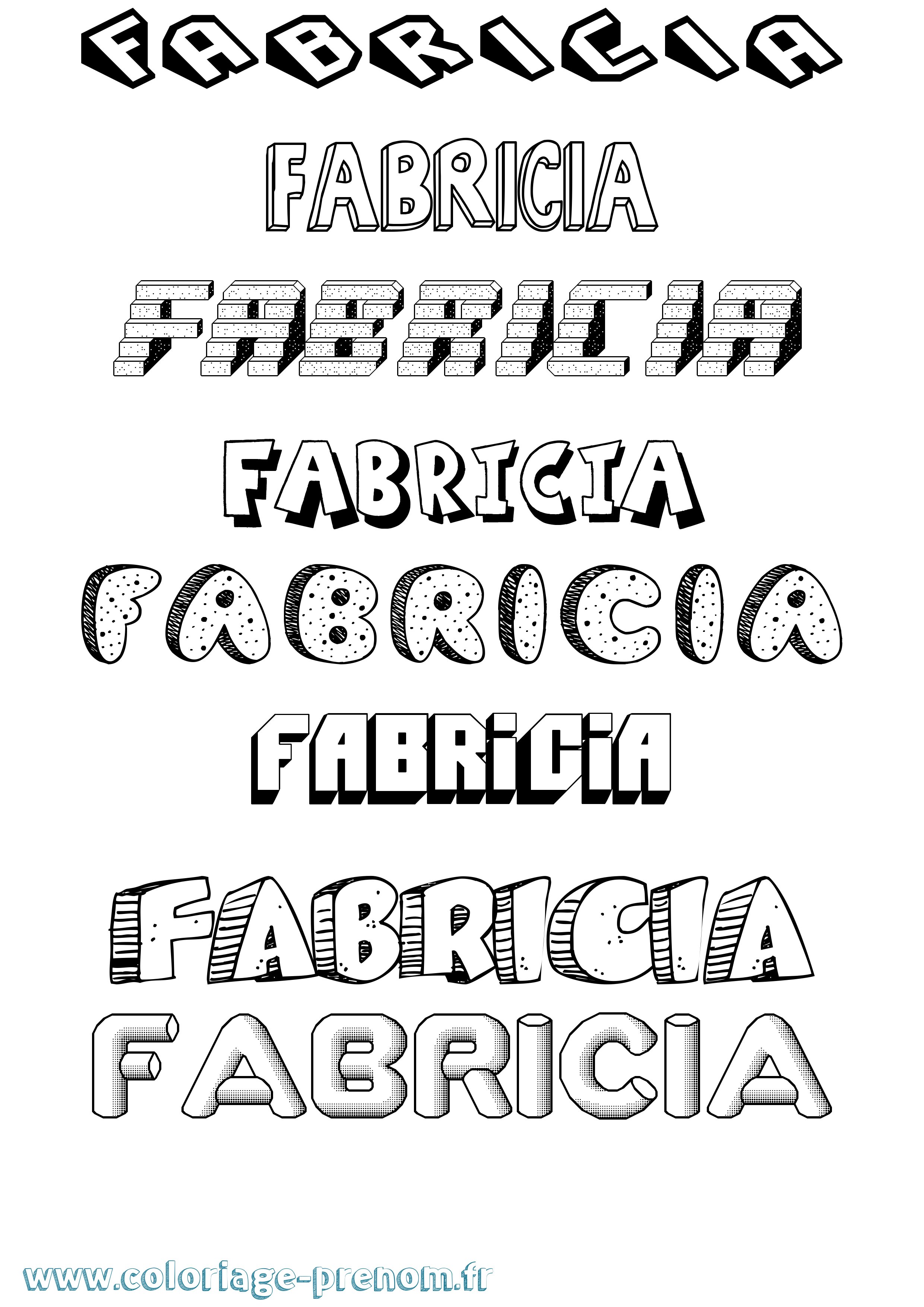 Coloriage Fabricia Effet 3D Coloriage prénom Fabricia Effet 3D