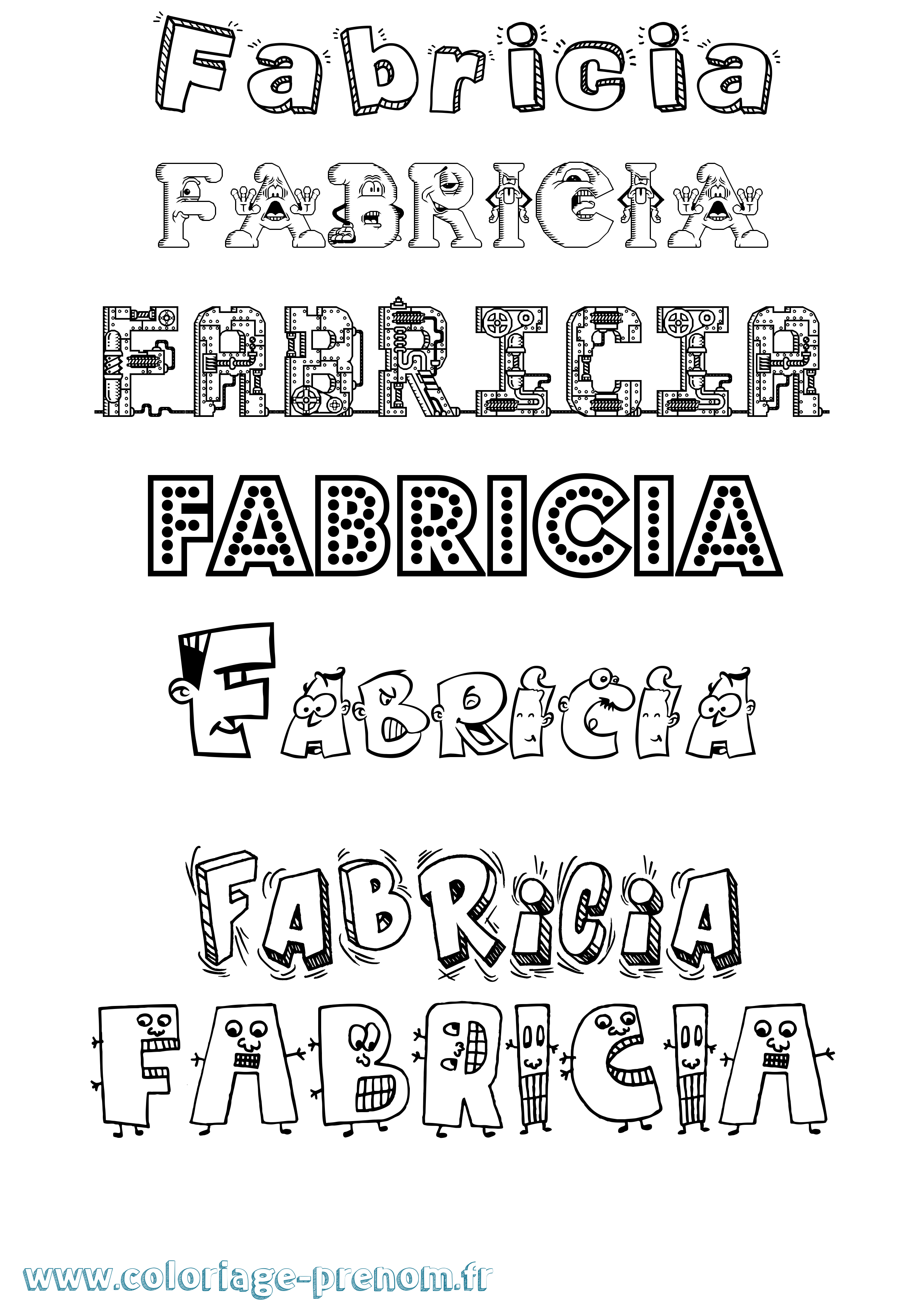 Coloriage Fabricia Fun Coloriage prénom Fabricia Fun