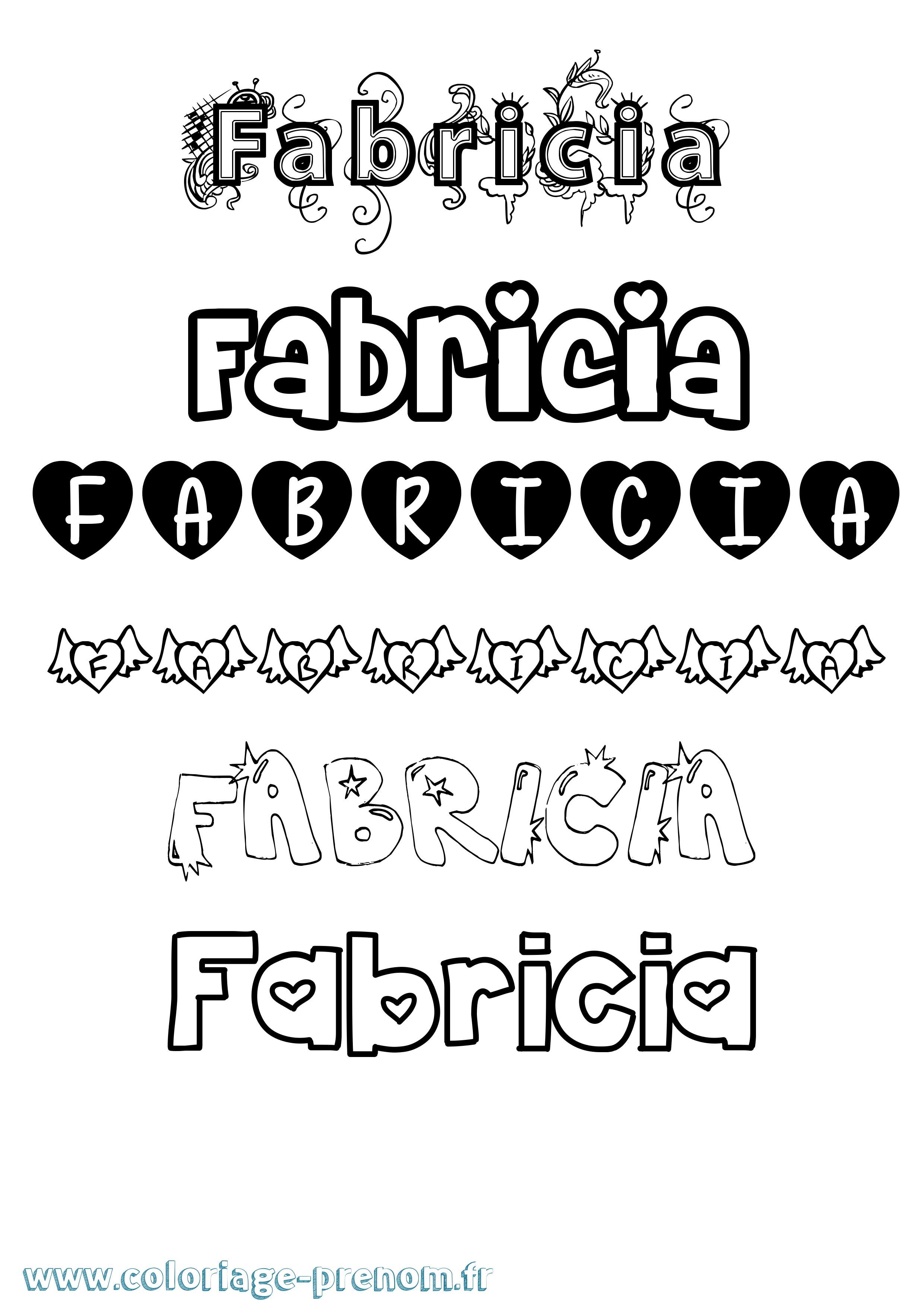 Coloriage Fabricia Girly Coloriage prénom Fabricia Girly