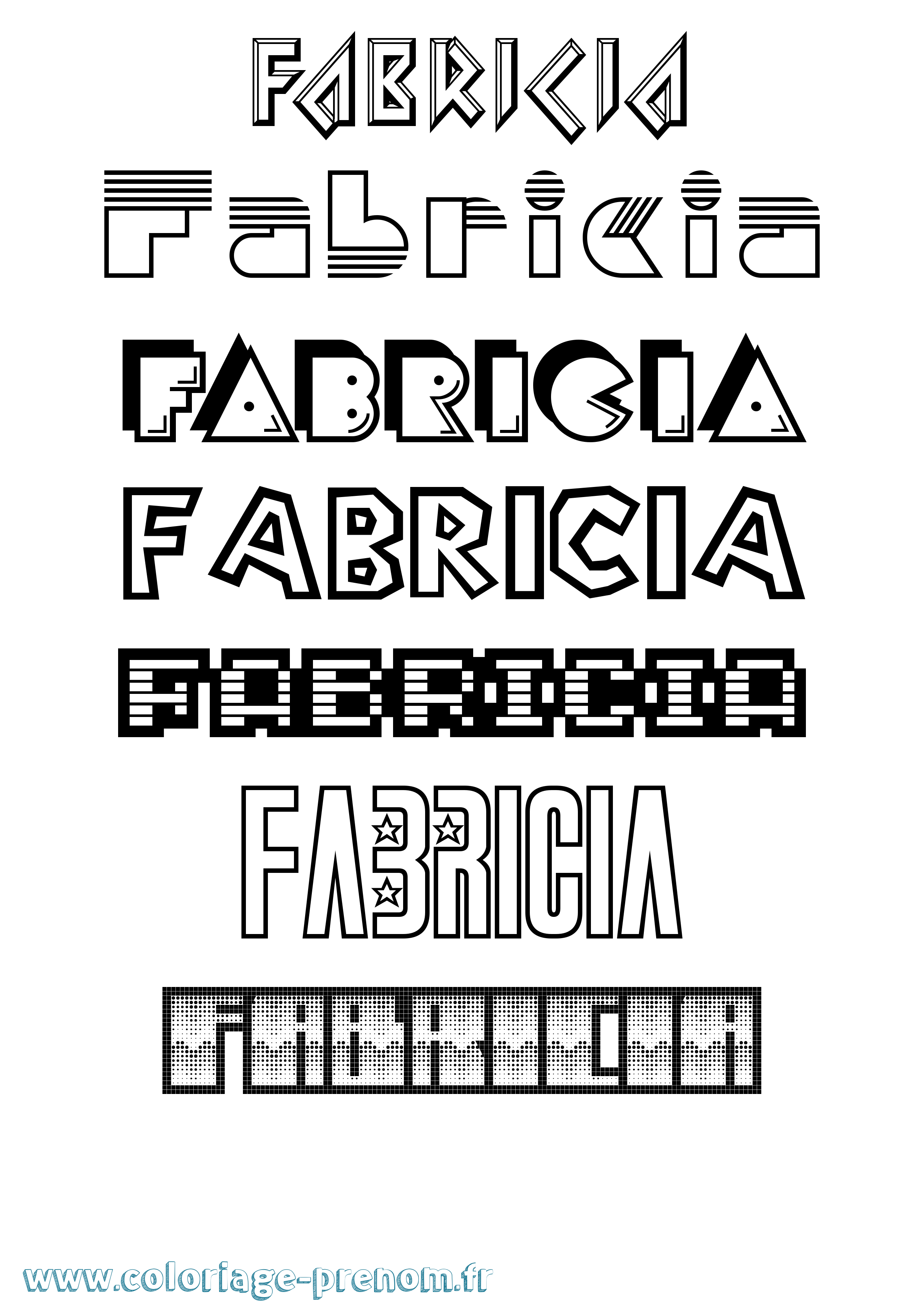 Coloriage prénom Fabricia Jeux Vidéos