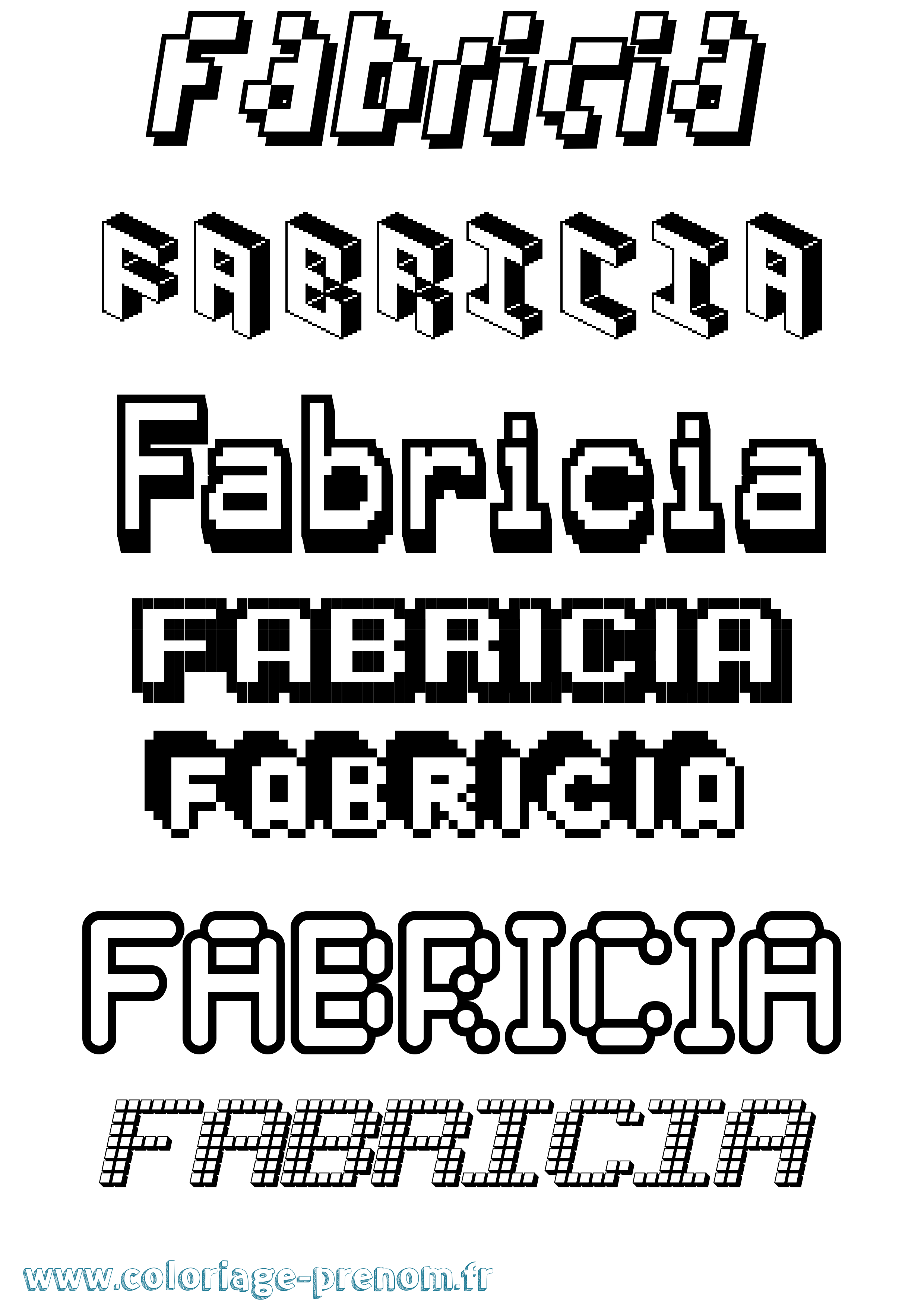 Coloriage prénom Fabricia Pixel