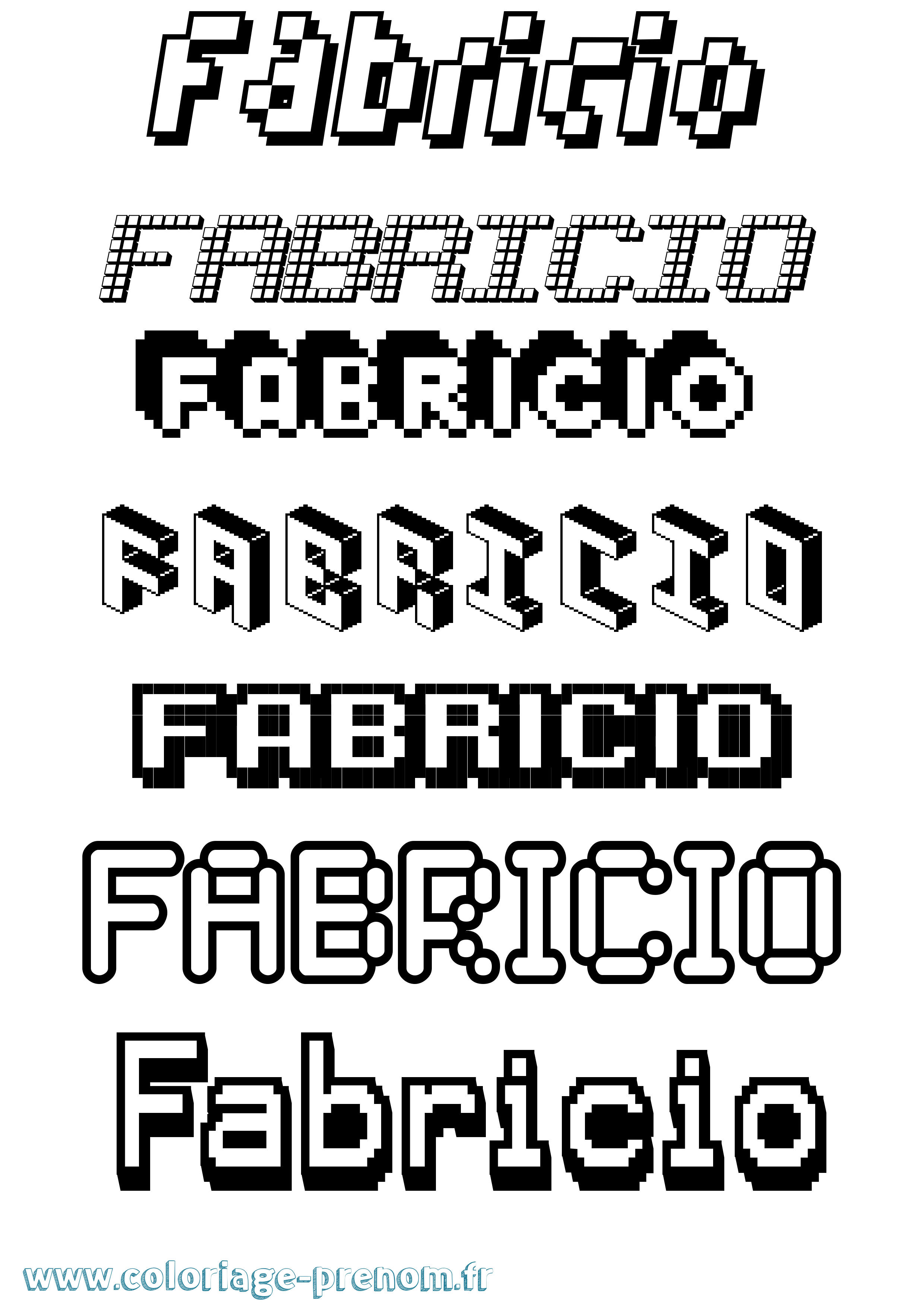 Coloriage prénom Fabricio Pixel
