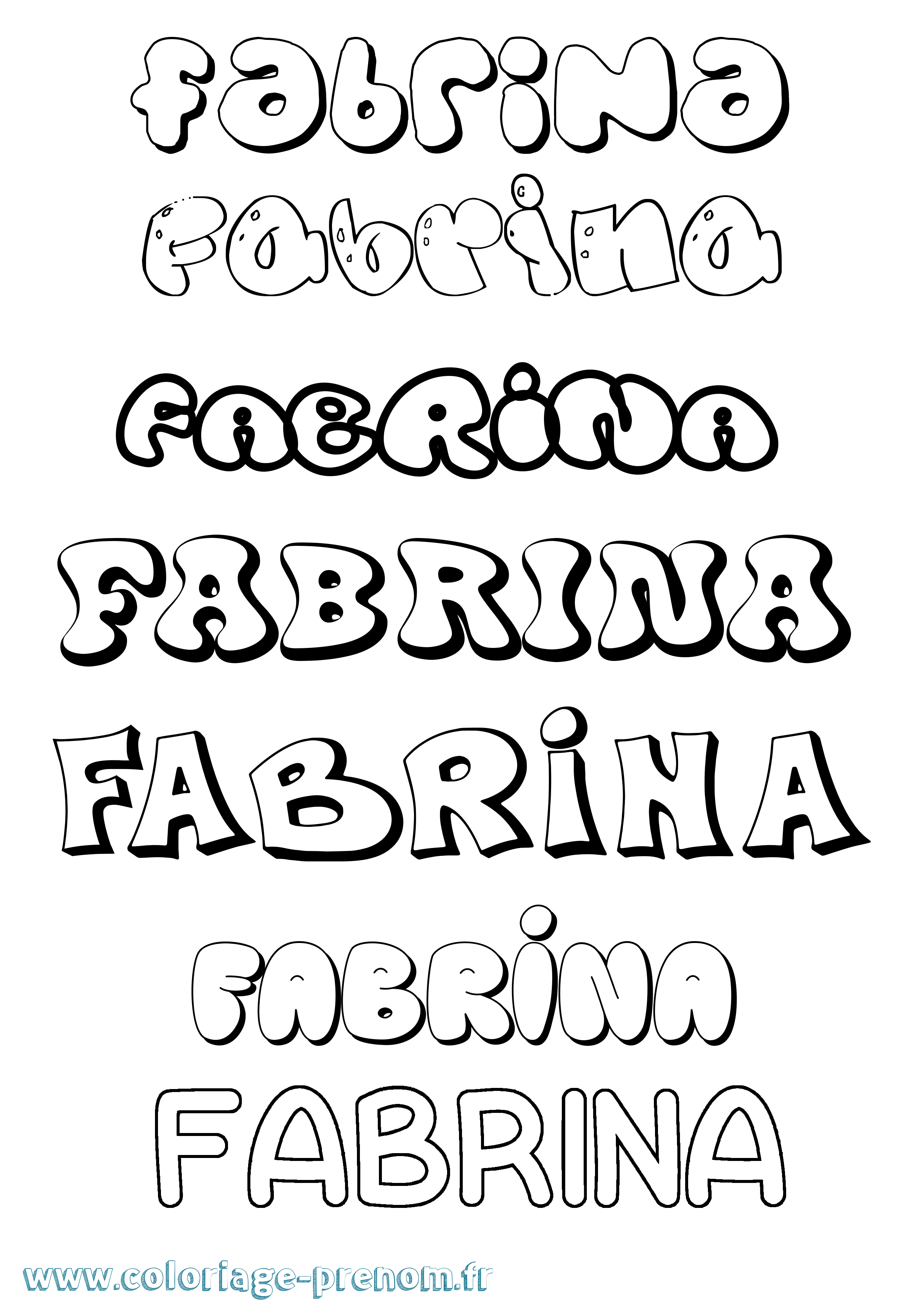 Coloriage Fabrina Bubble Coloriage prénom Fabrina Bubble