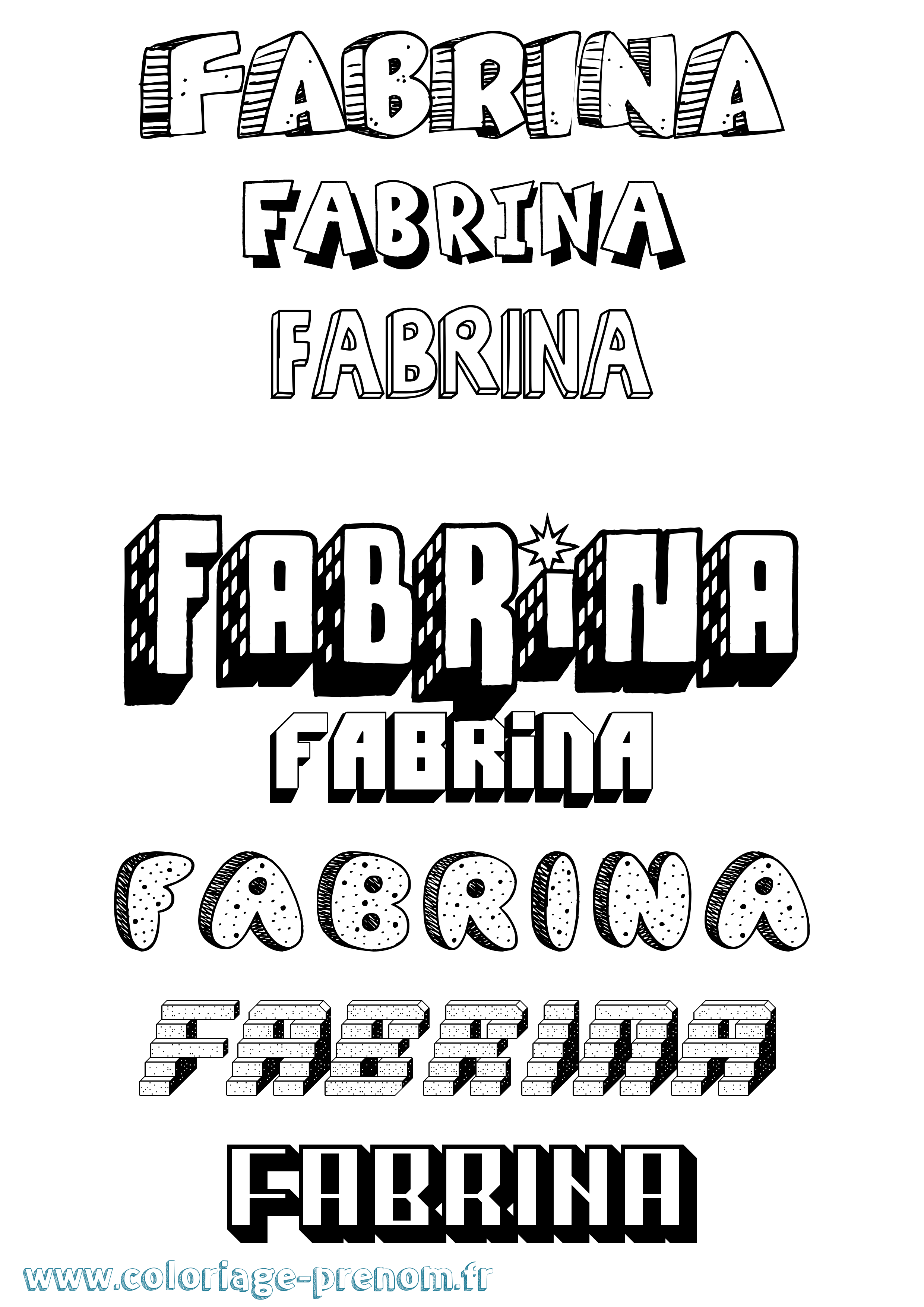 Coloriage Fabrina Effet 3D Coloriage prénom Fabrina Effet 3D