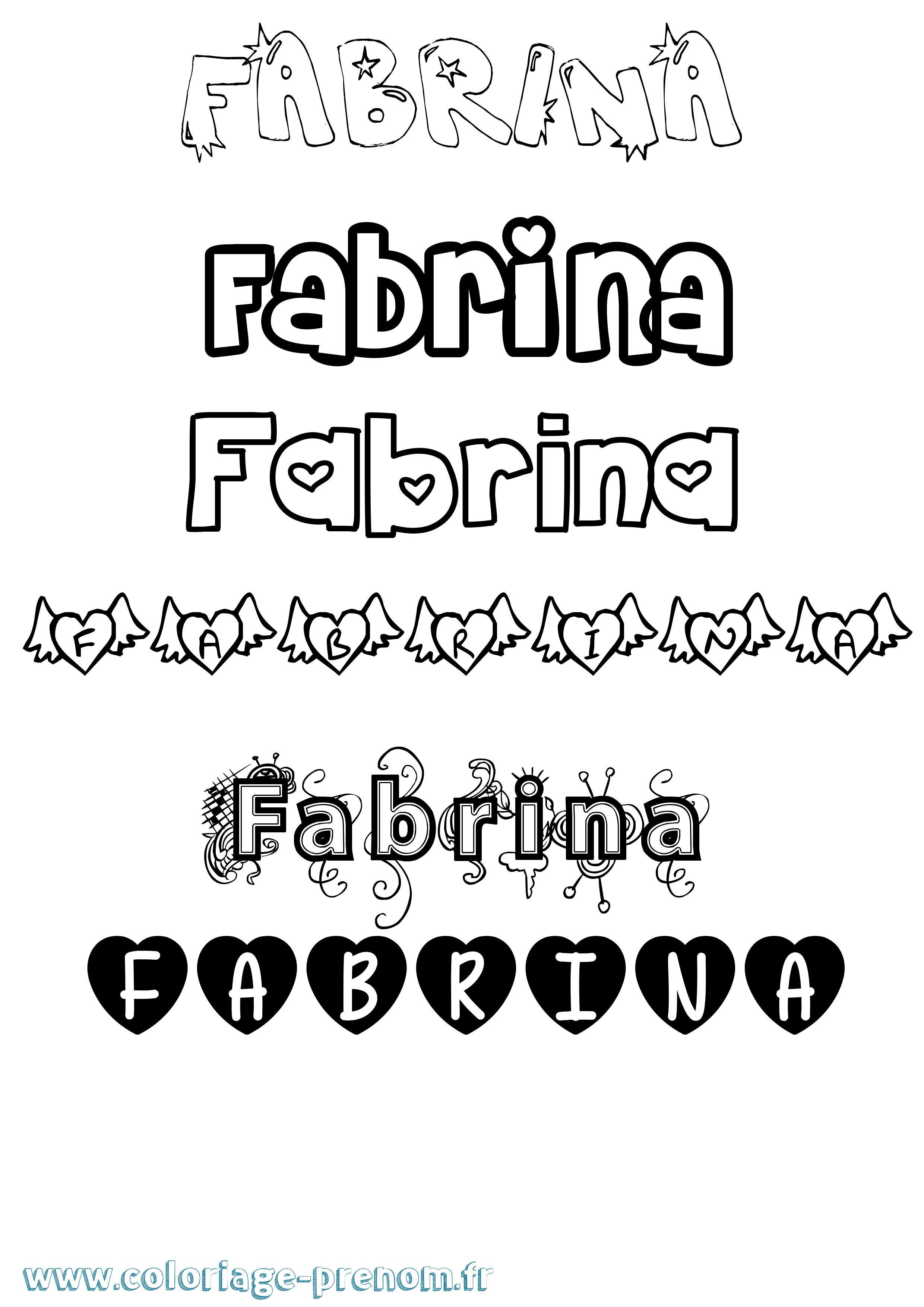 Coloriage Fabrina Girly Coloriage prénom Fabrina Girly