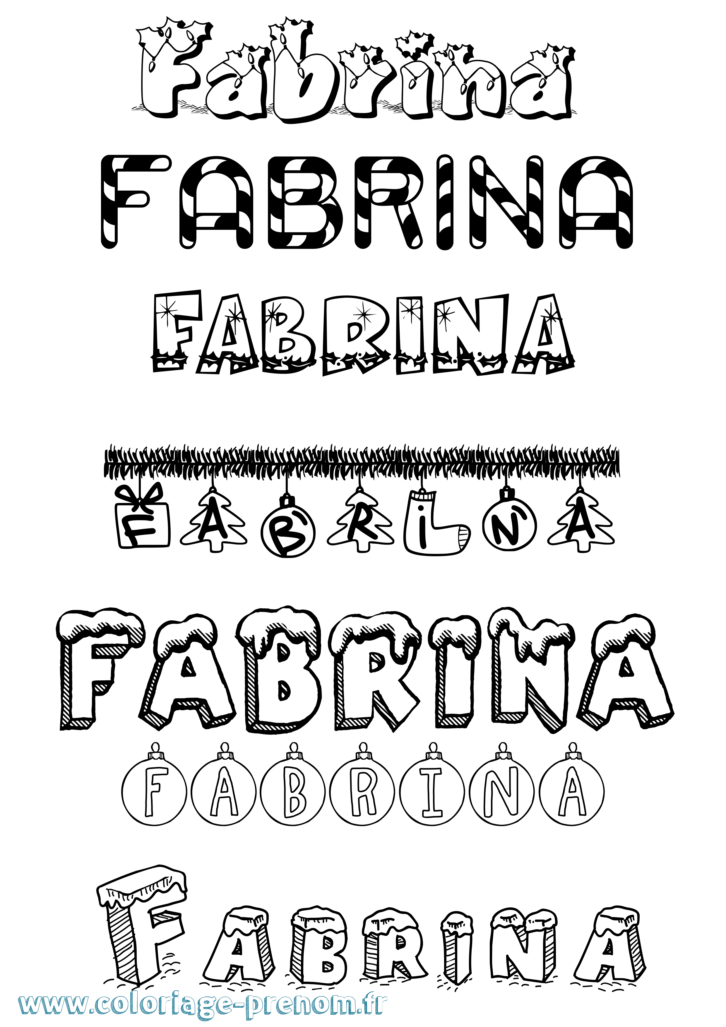 Coloriage Fabrina Noël Coloriage prénom Fabrina Noël