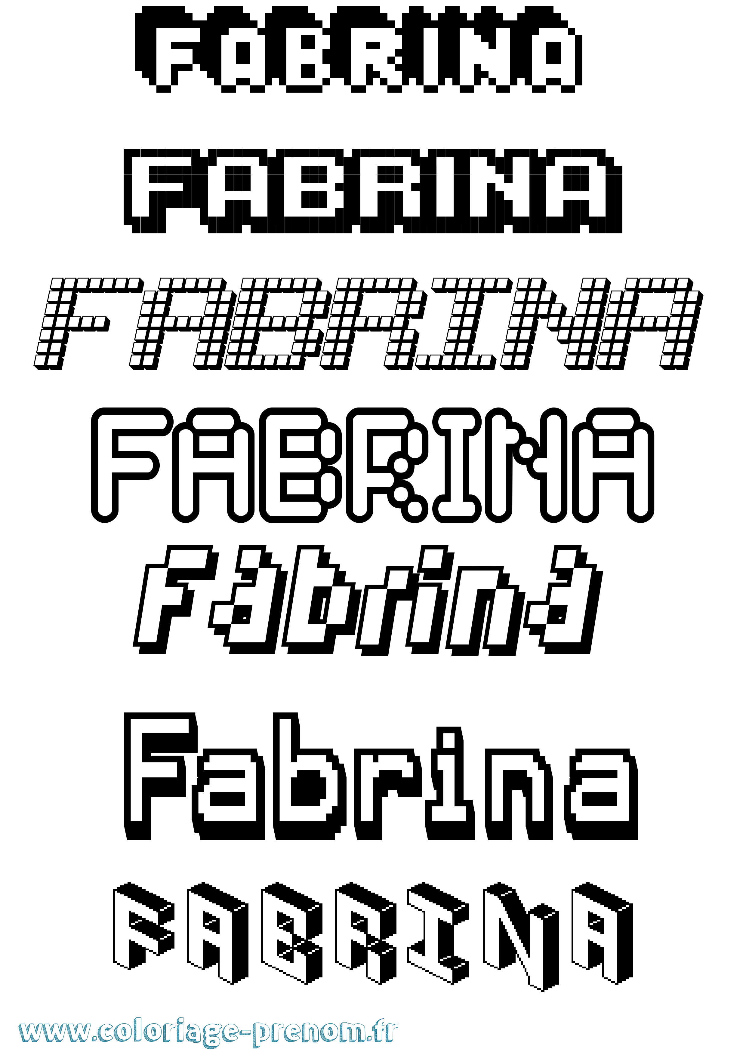 Coloriage Fabrina Pixel Coloriage prénom Fabrina Pixel