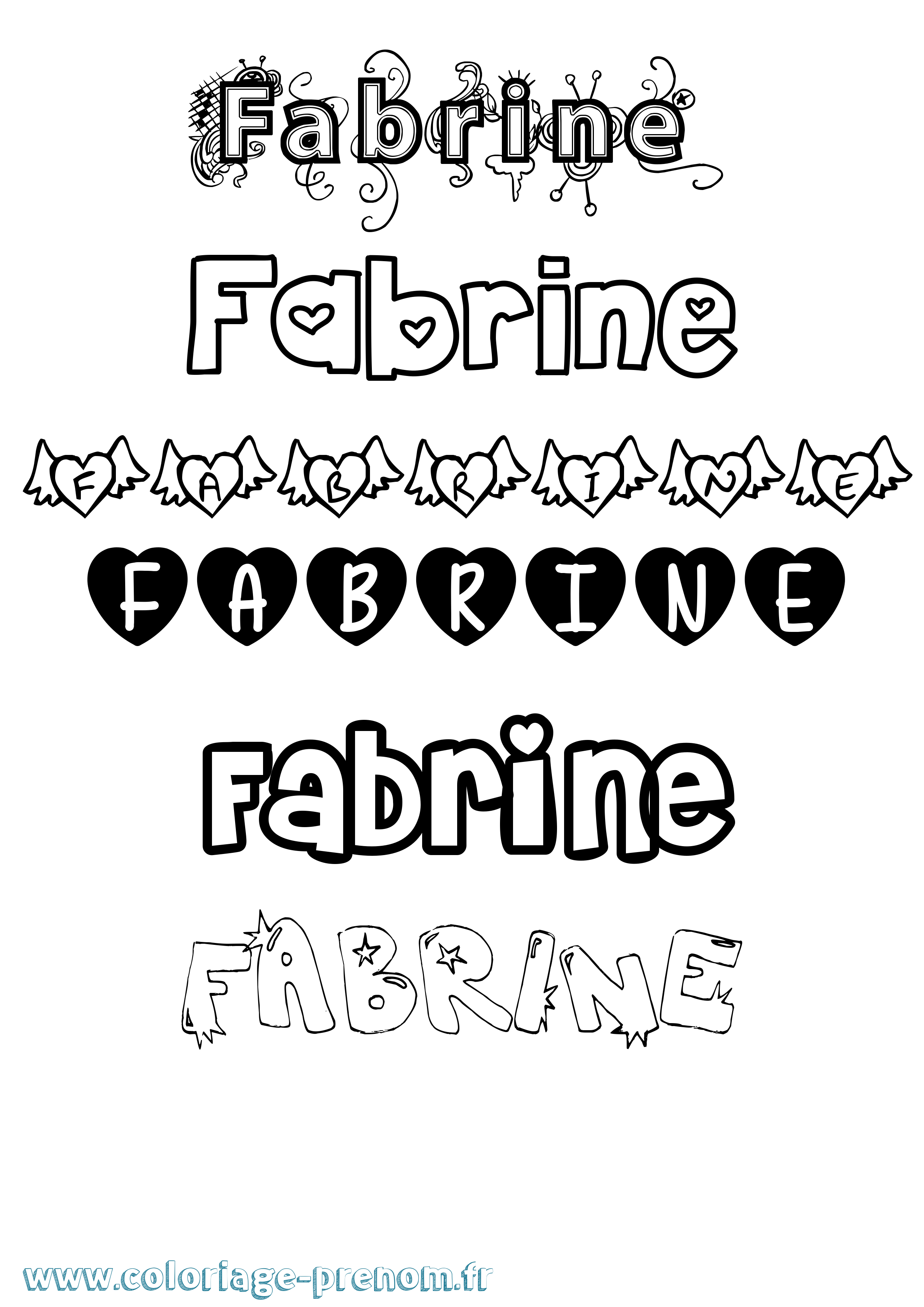 Coloriage Fabrine Girly Coloriage prénom Fabrine Girly