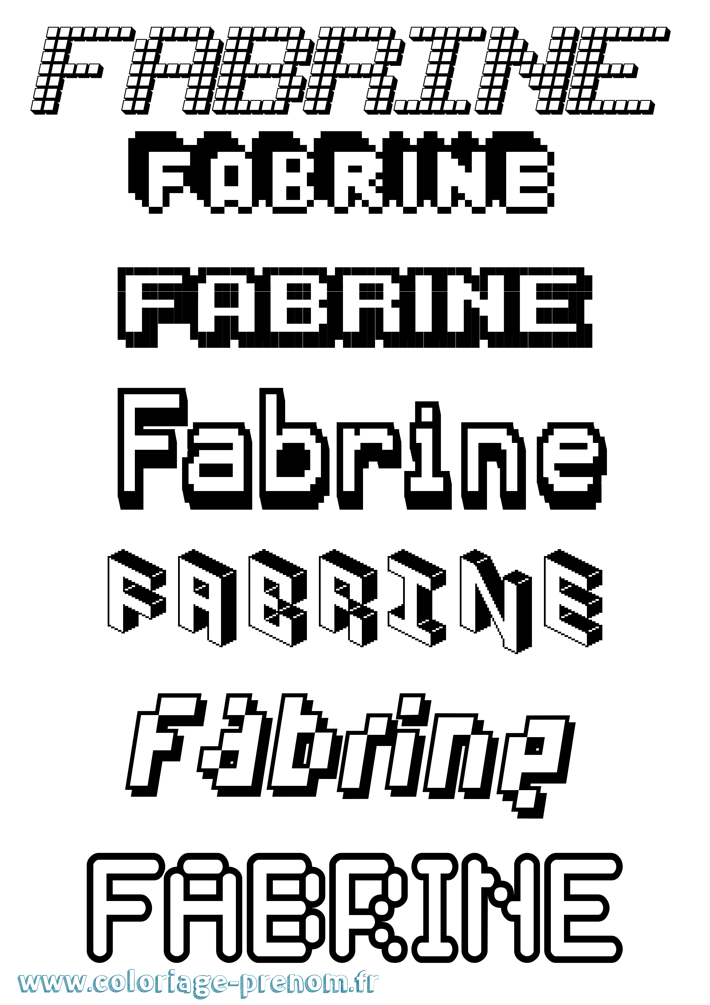Coloriage Fabrine Pixel Coloriage prénom Fabrine Pixel