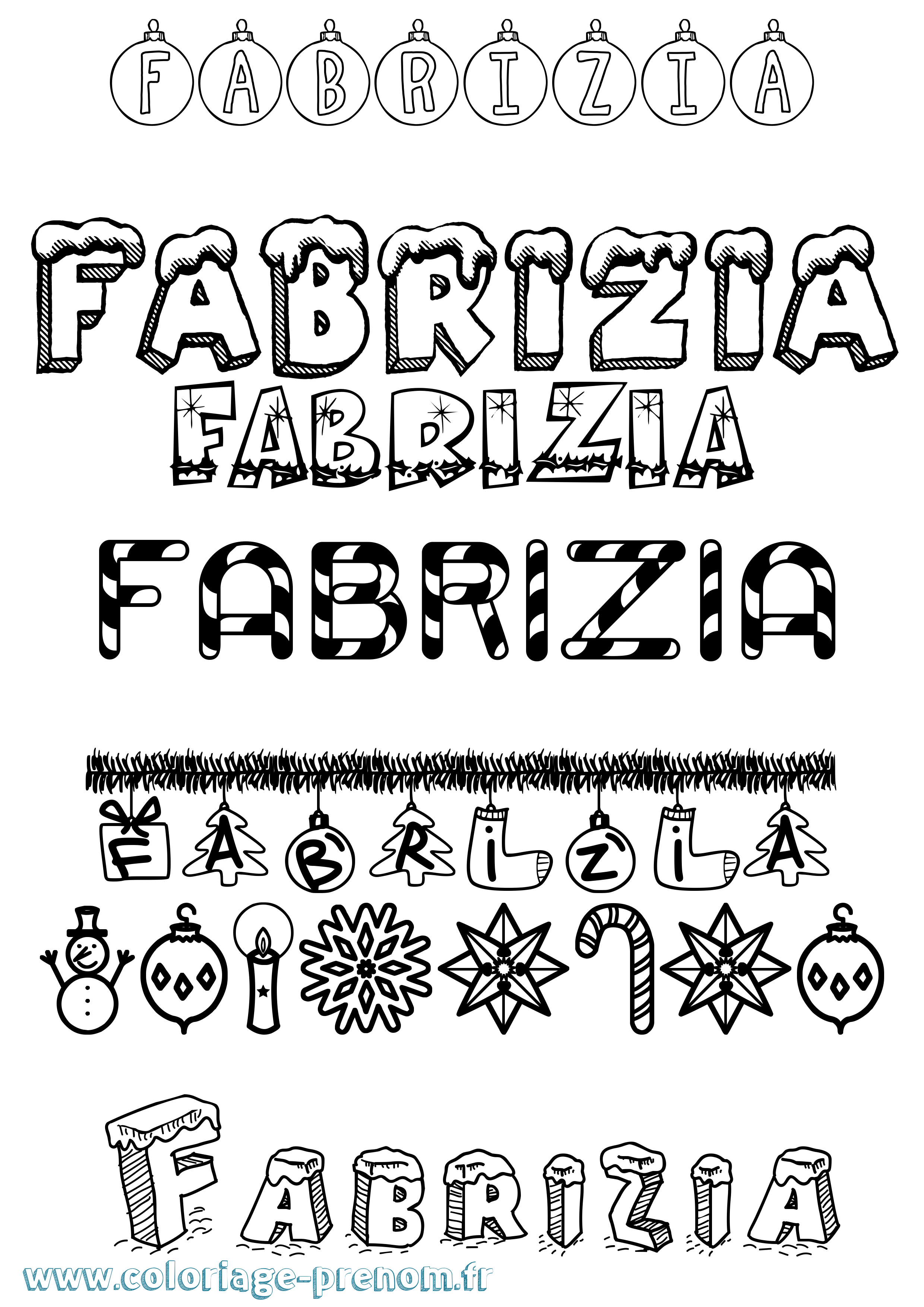 Coloriage prénom Fabrizia Noël