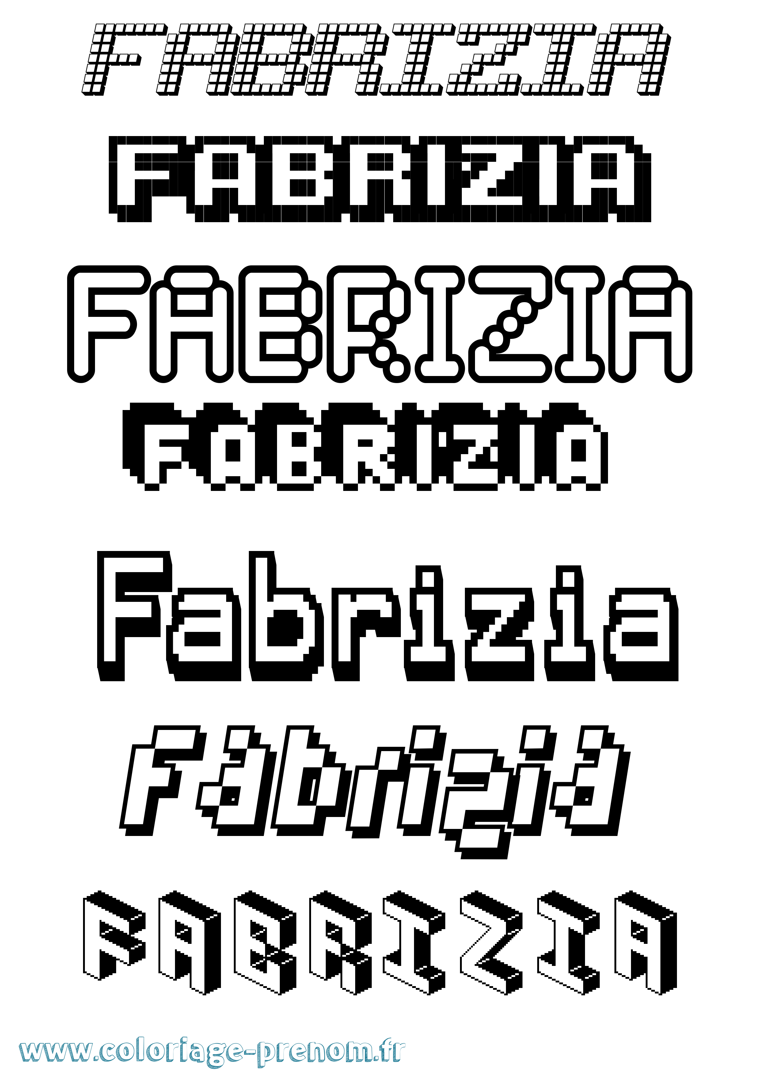 Coloriage prénom Fabrizia Pixel