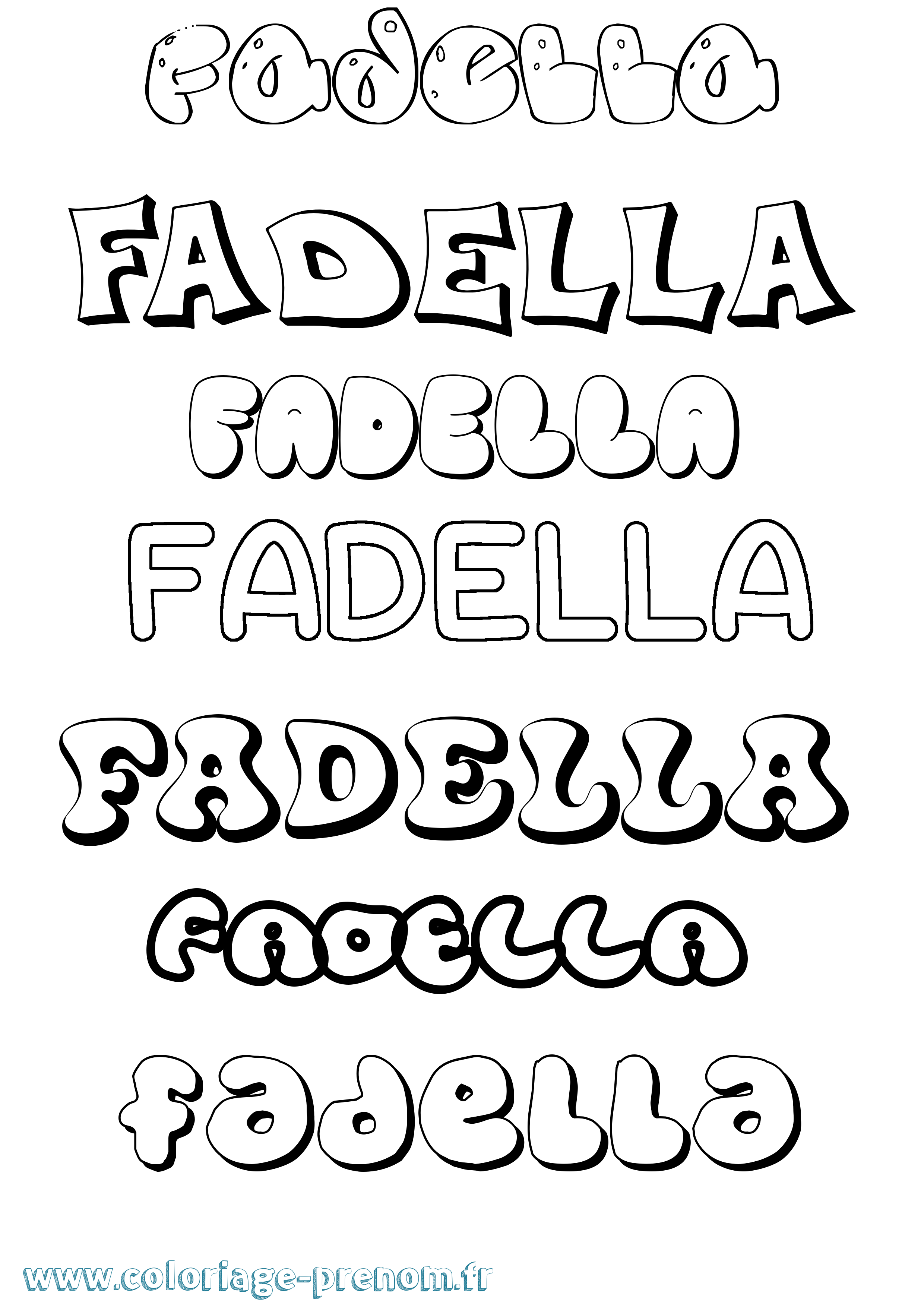 Coloriage prénom Fadella Bubble