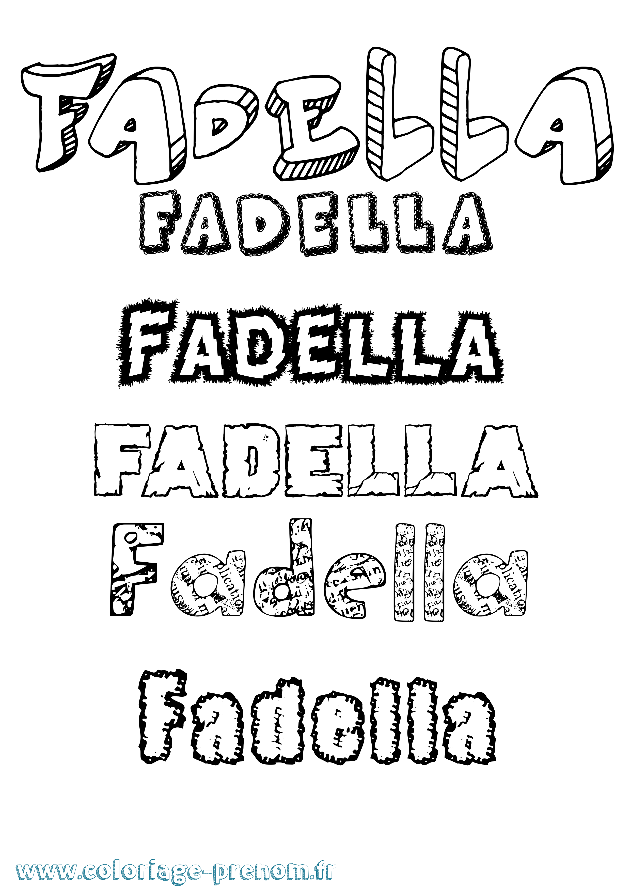 Coloriage prénom Fadella Destructuré
