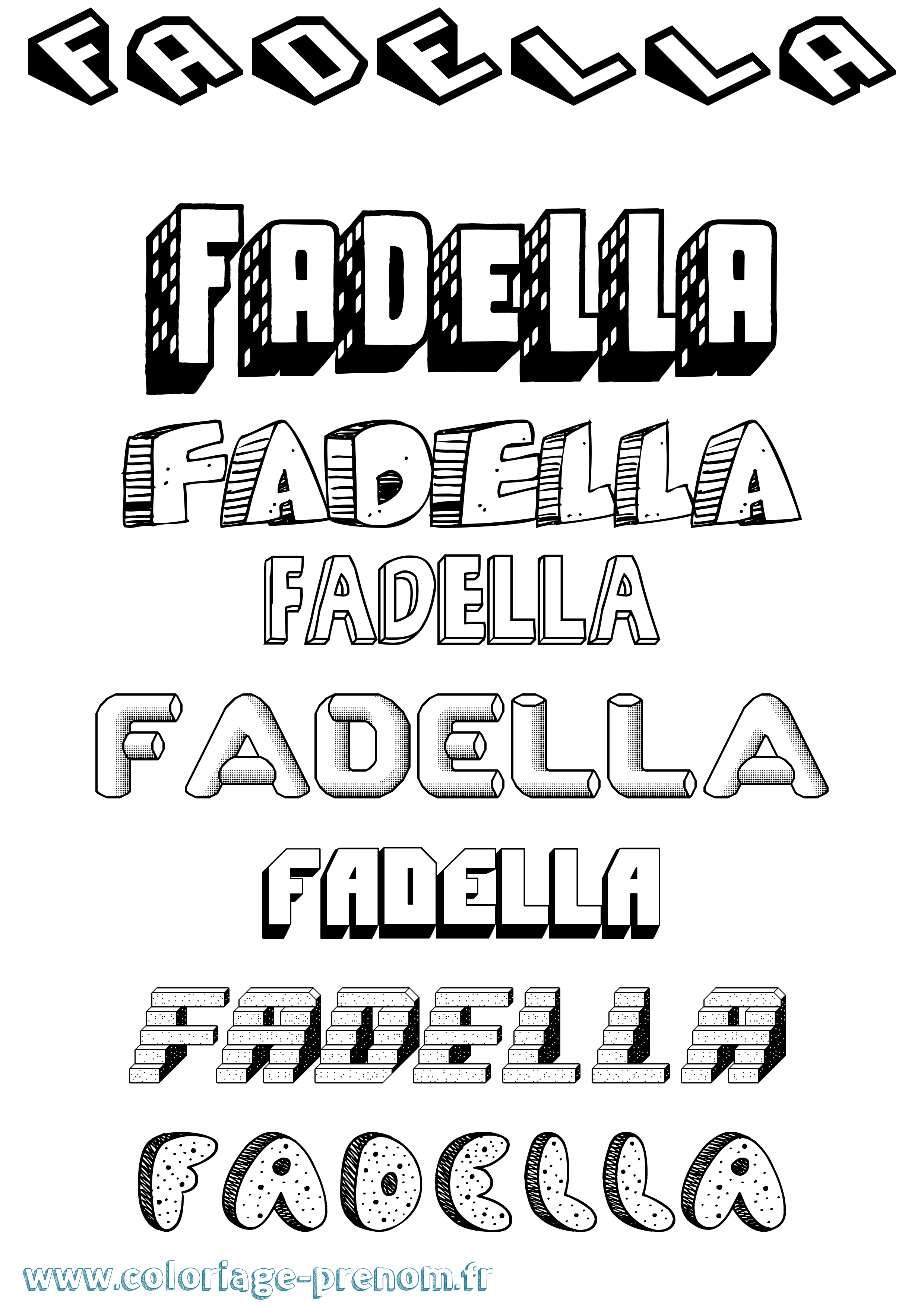 Coloriage prénom Fadella Effet 3D