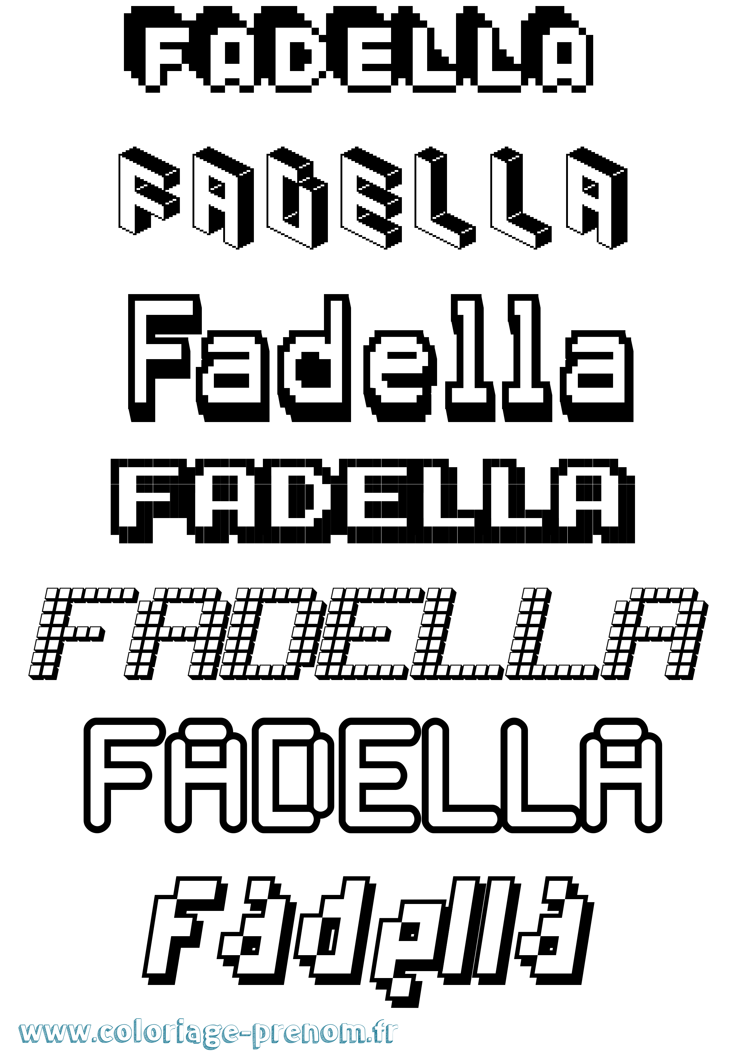 Coloriage prénom Fadella Pixel