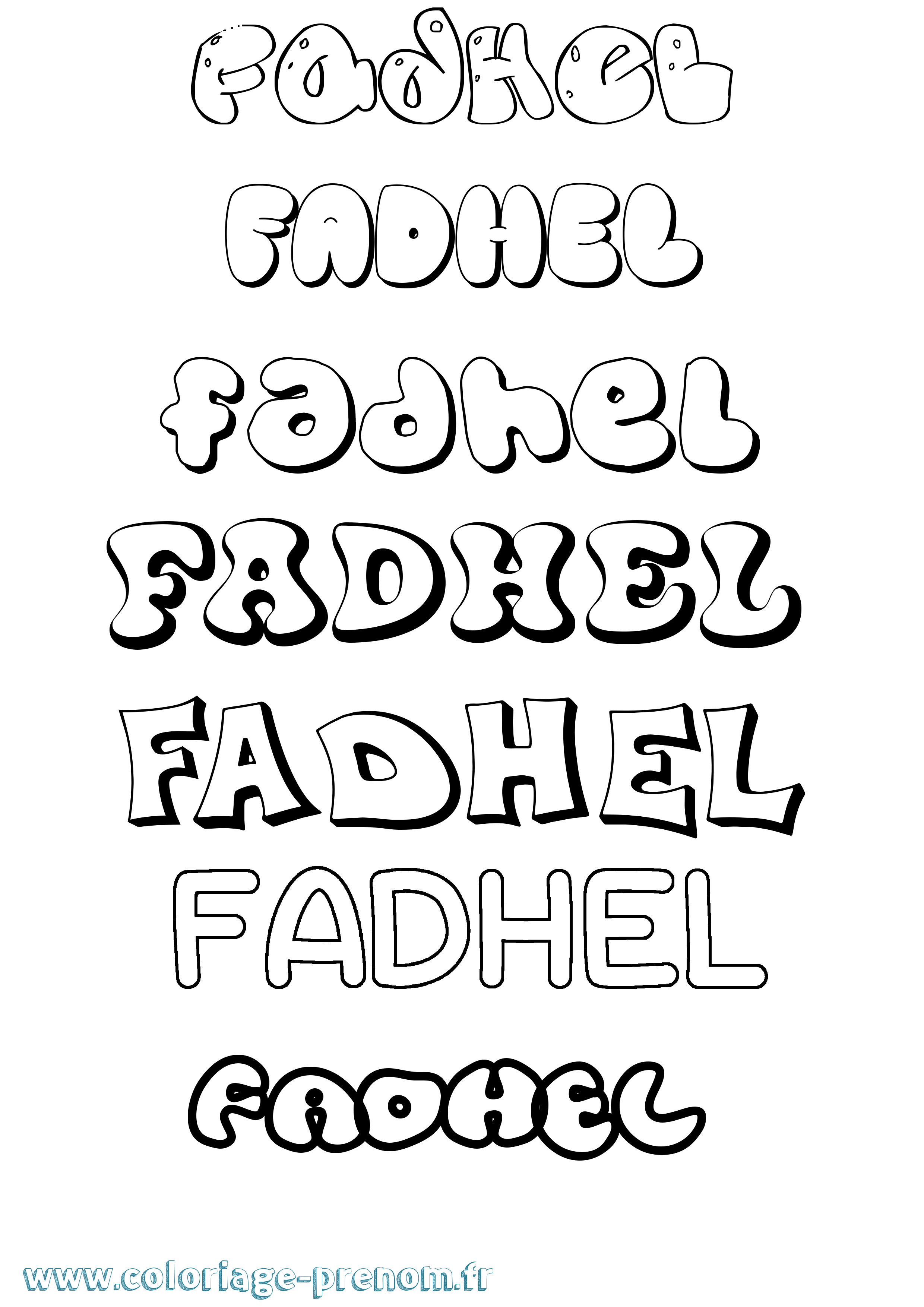 Coloriage Fadhel Bubble Coloriage prénom Fadhel Bubble