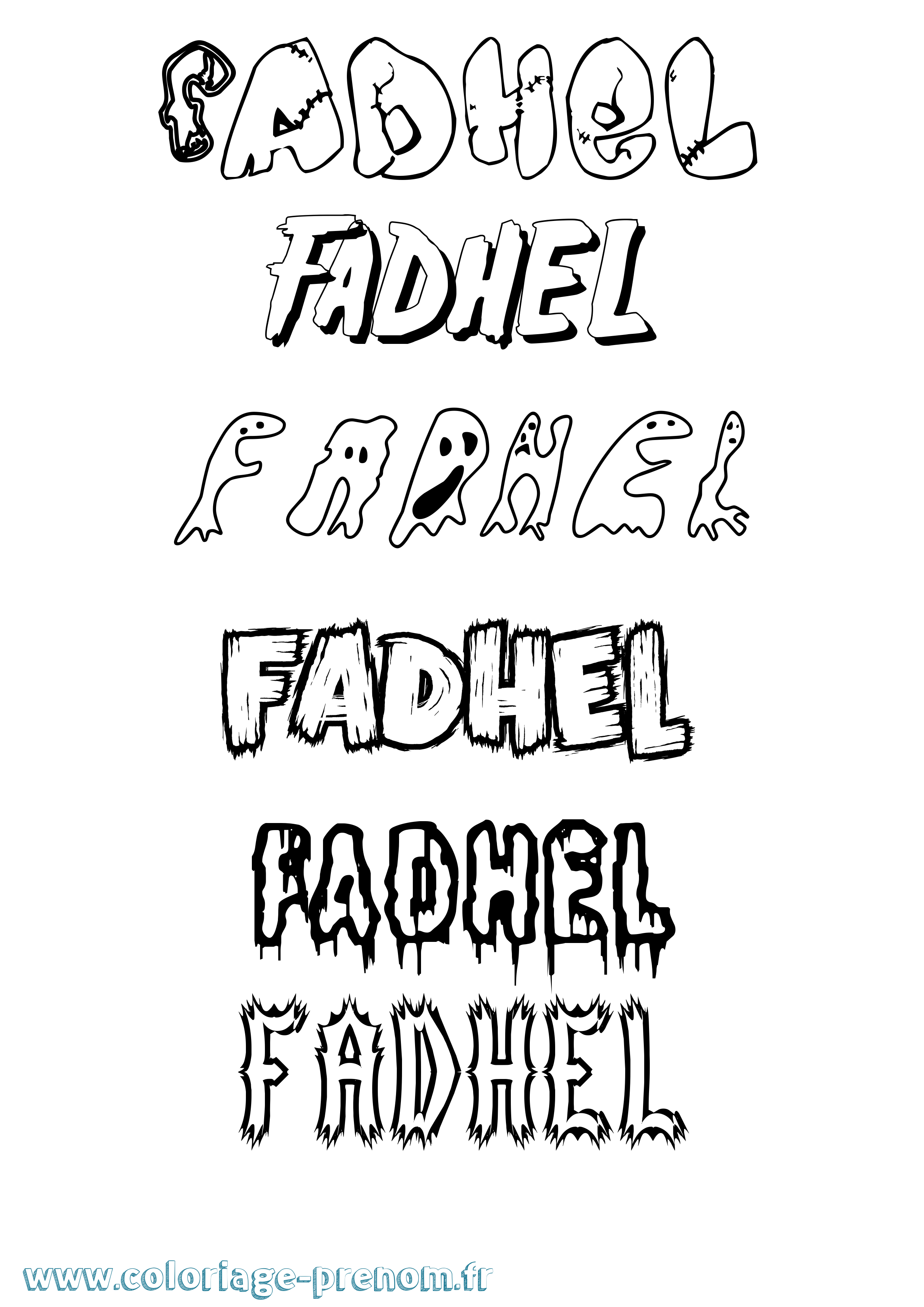 Coloriage Fadhel Frisson Coloriage prénom Fadhel Frisson