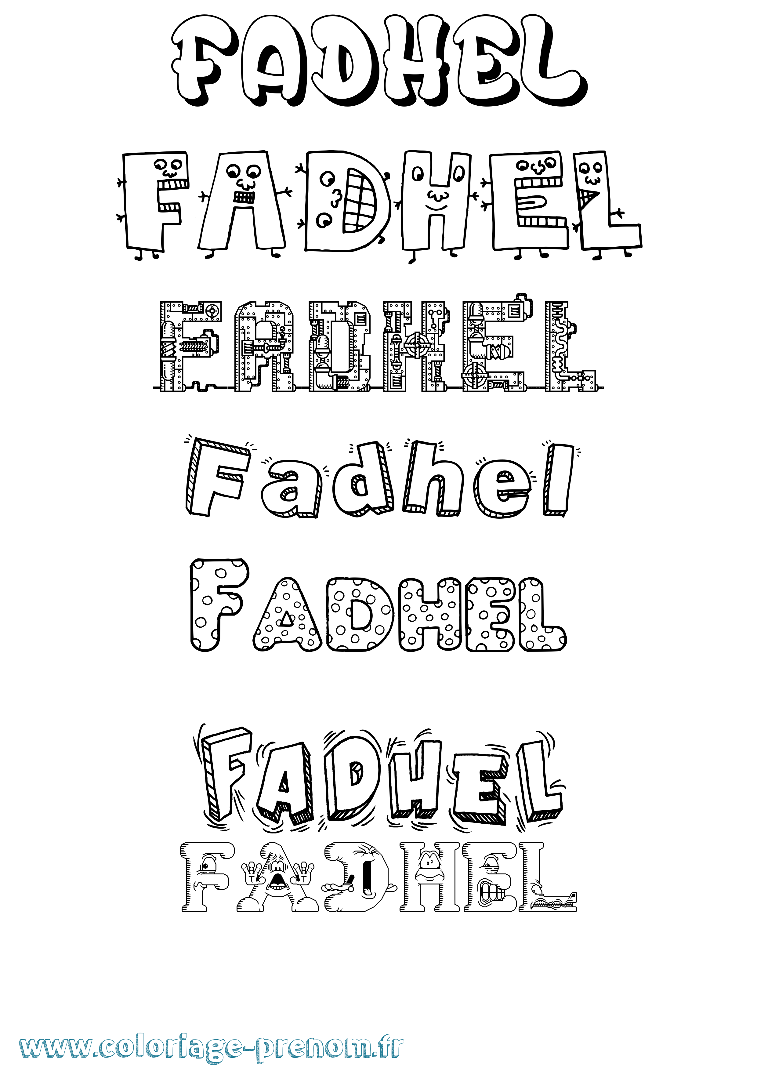 Coloriage Fadhel Fun Coloriage prénom Fadhel Fun