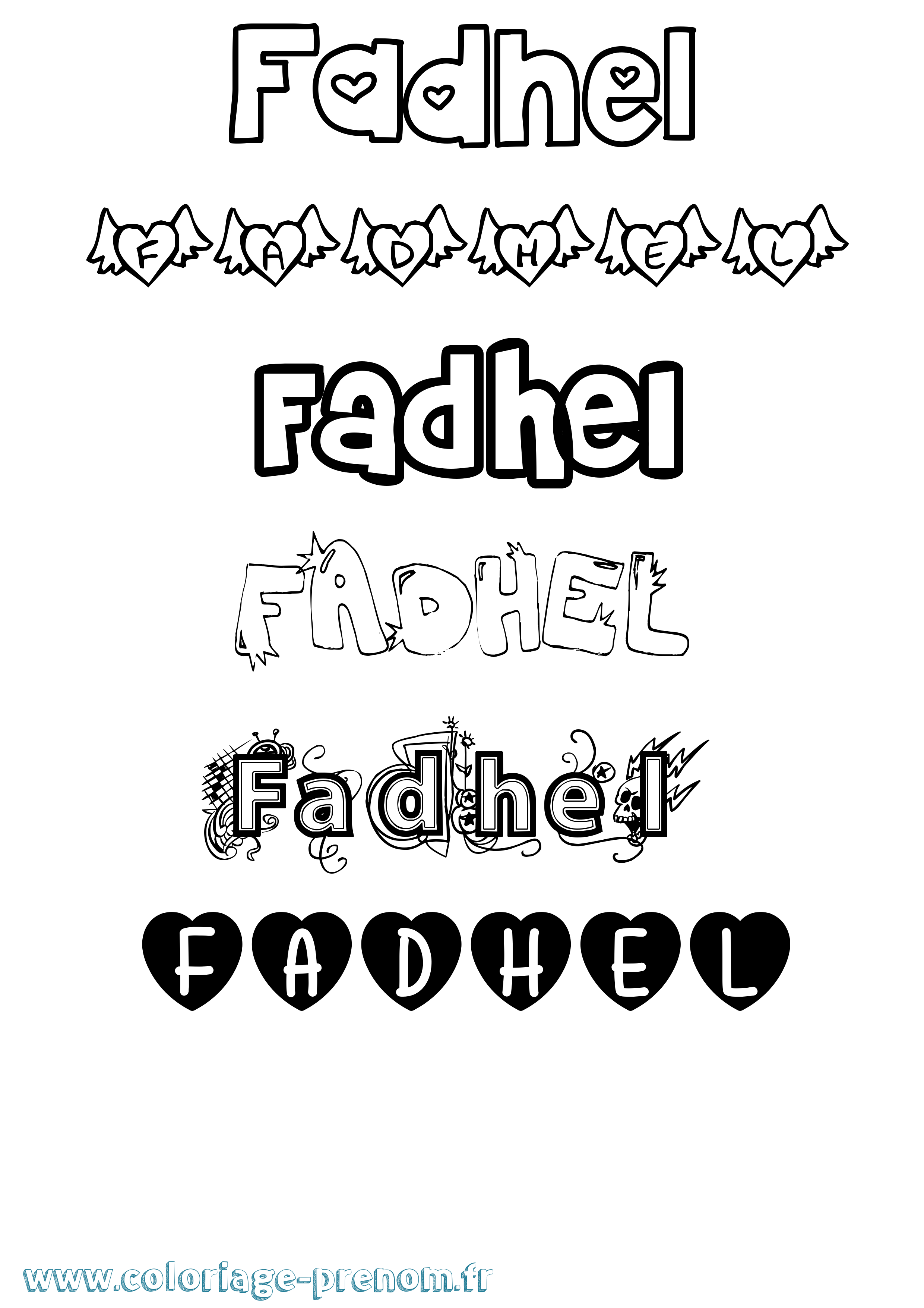 Coloriage Fadhel Girly Coloriage prénom Fadhel Girly