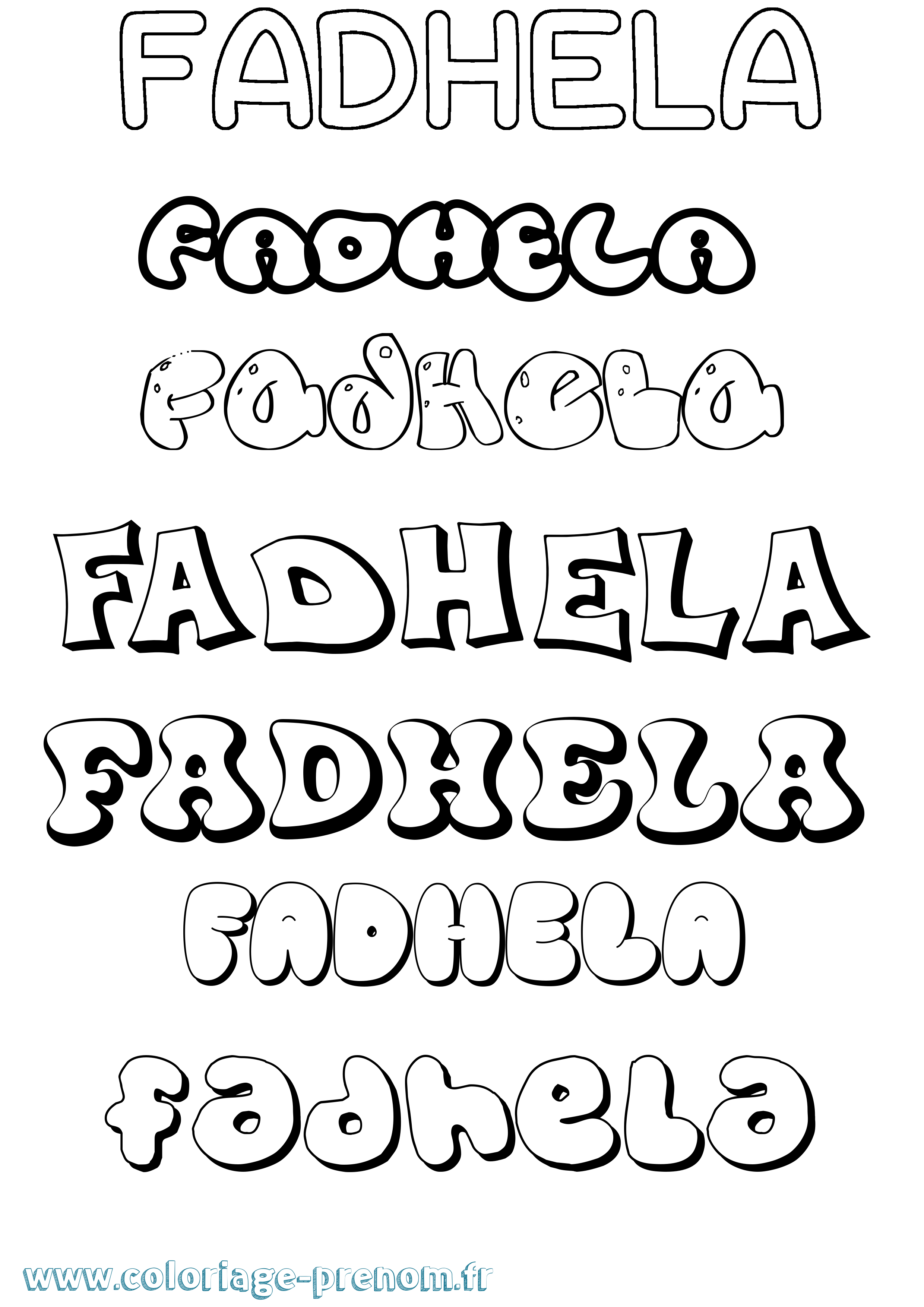 Coloriage Fadhela Bubble Coloriage prénom Fadhela Bubble