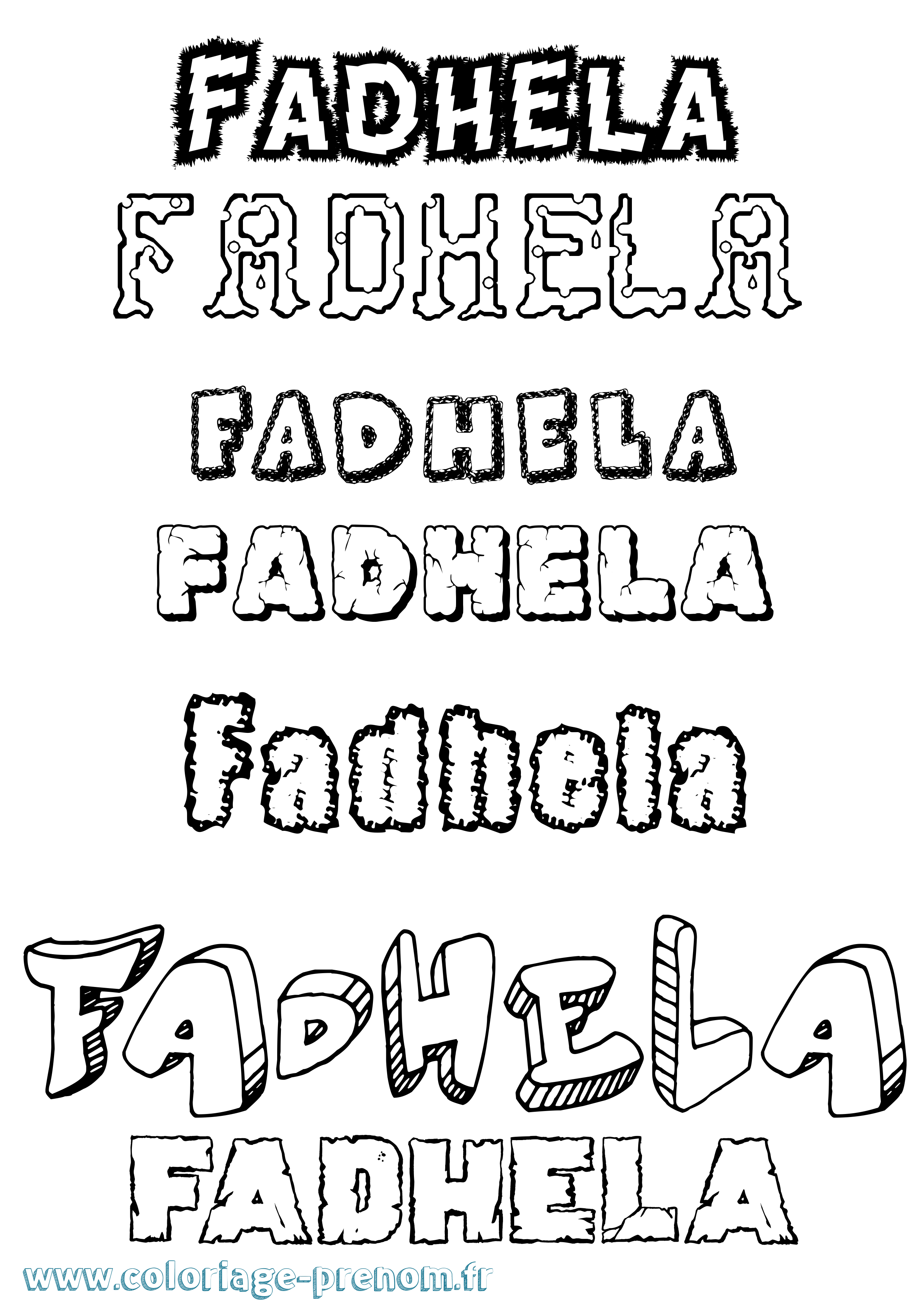 Coloriage Fadhela Destructuré Coloriage prénom Fadhela Destructuré