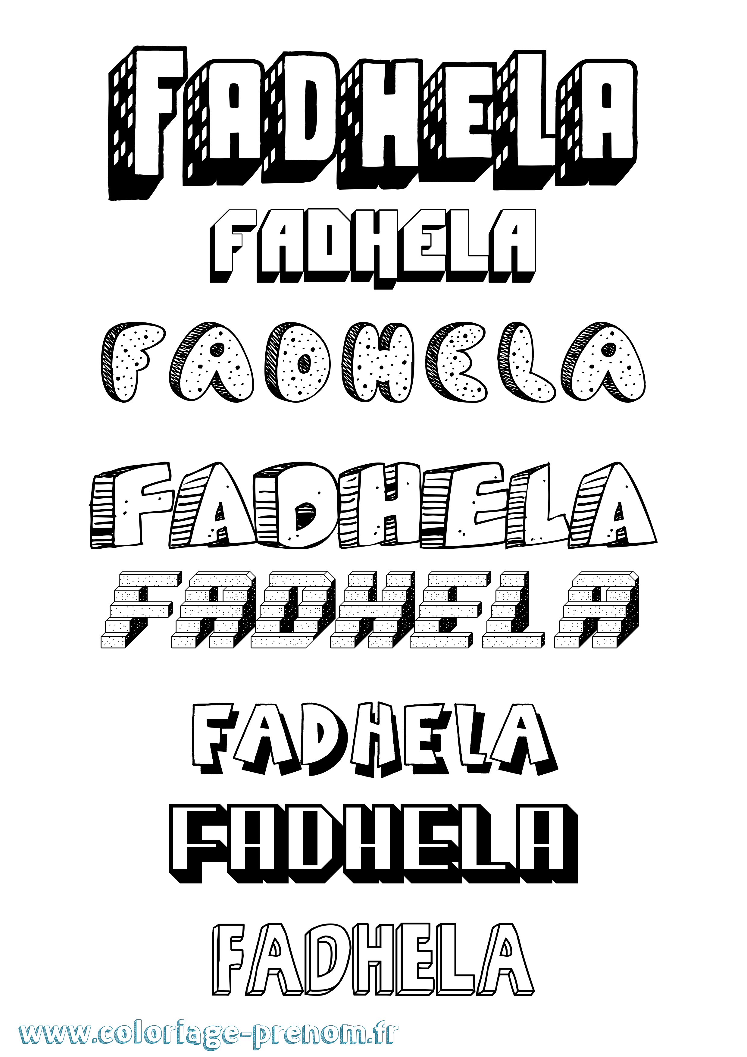 Coloriage Fadhela Effet 3D Coloriage prénom Fadhela Effet 3D